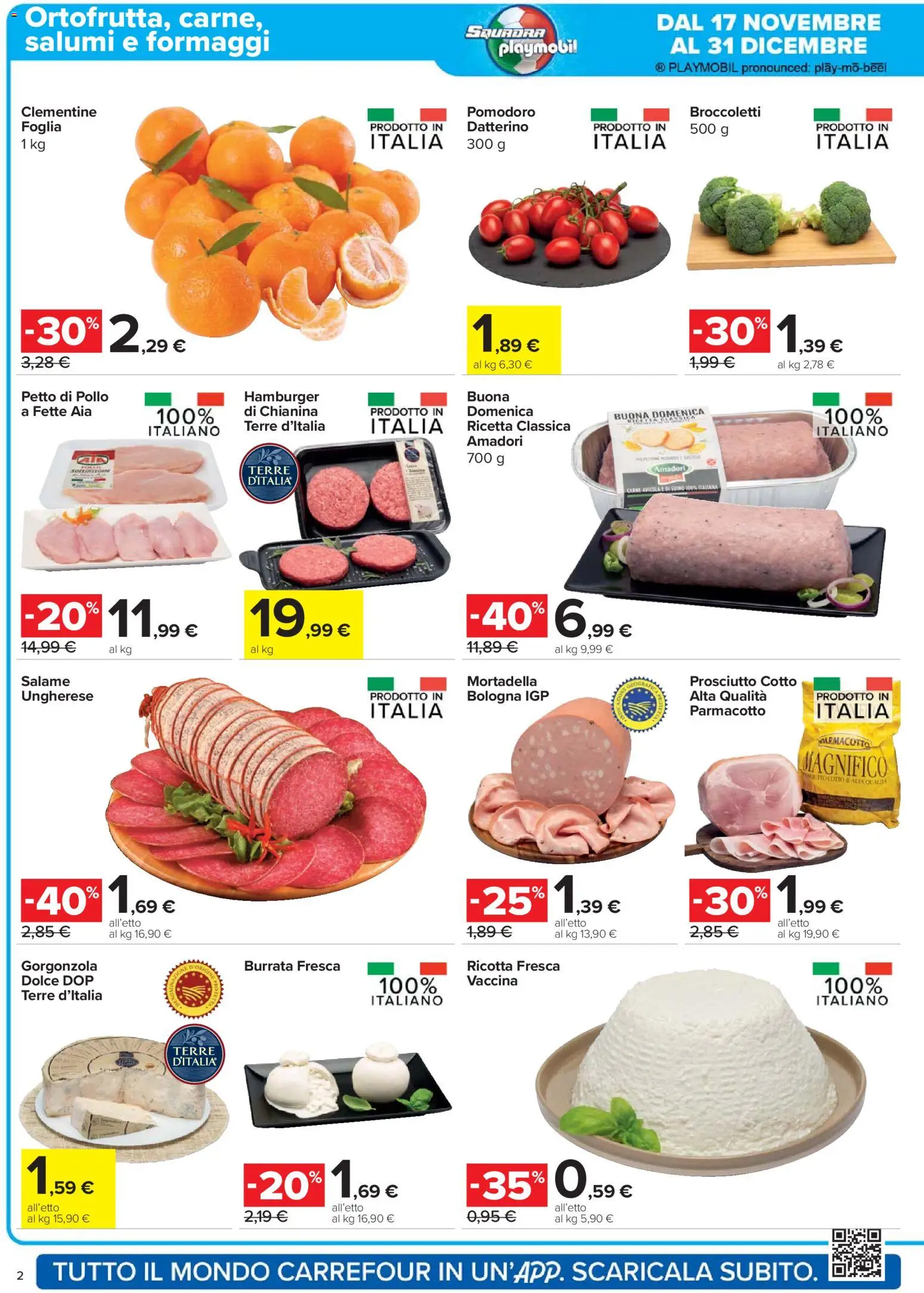 Volantino Carrefour del 20.11.2025 | Pagina: 2 | Prodotti: Salame, Pollo, Pomodoro, Ricotta