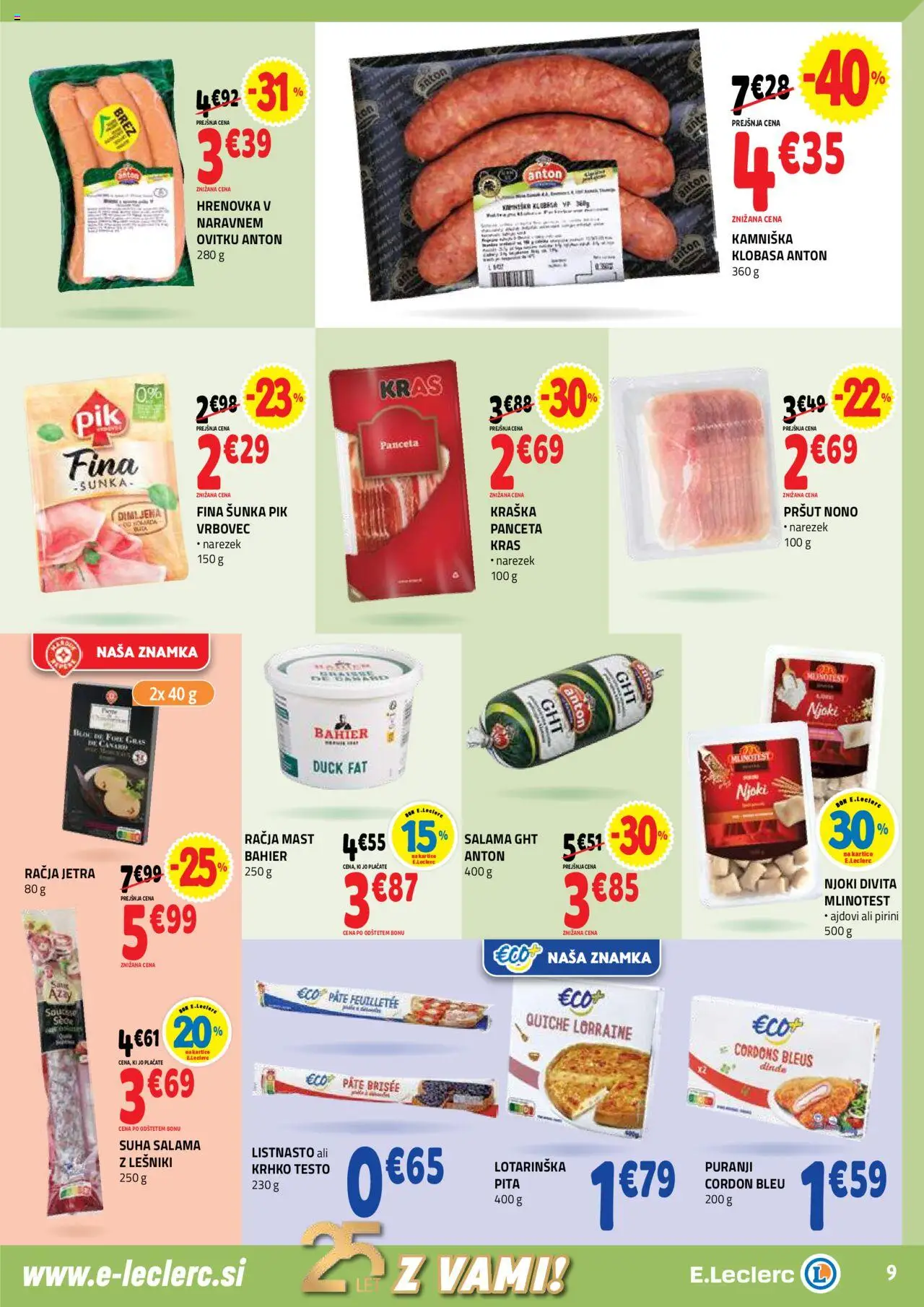 Novi E.leclerc katalog ponudbe – veljaven od 08.10.2025 | Stran: 9 | Izdelki: Pršut, Pita, Narezek, Salama