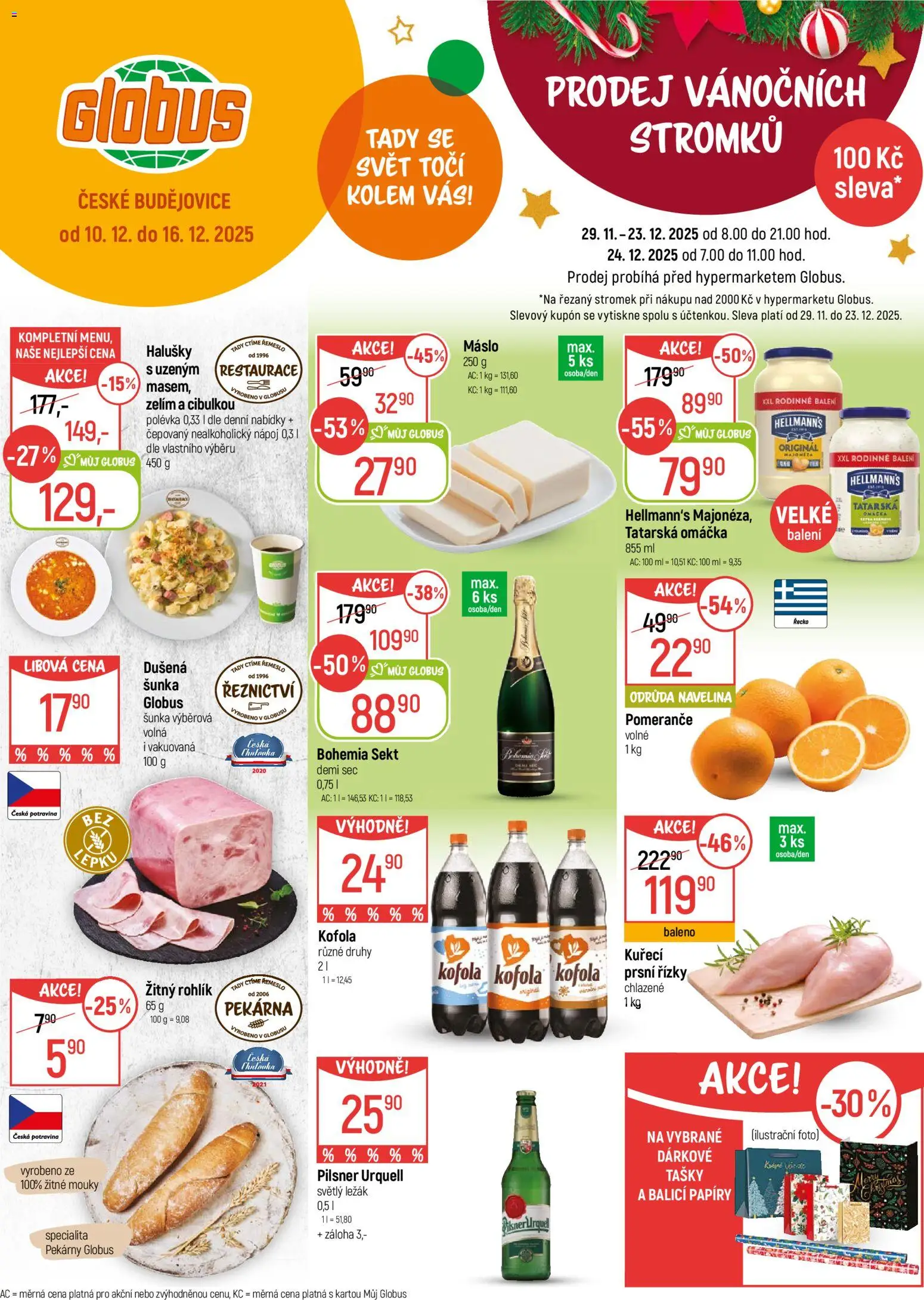 Globus leták - České Budějovice od 10.12.2025 | Strana: 1 | Produkty: Máslo, Bohemia sekt, Sekt, Pilsner Urquell