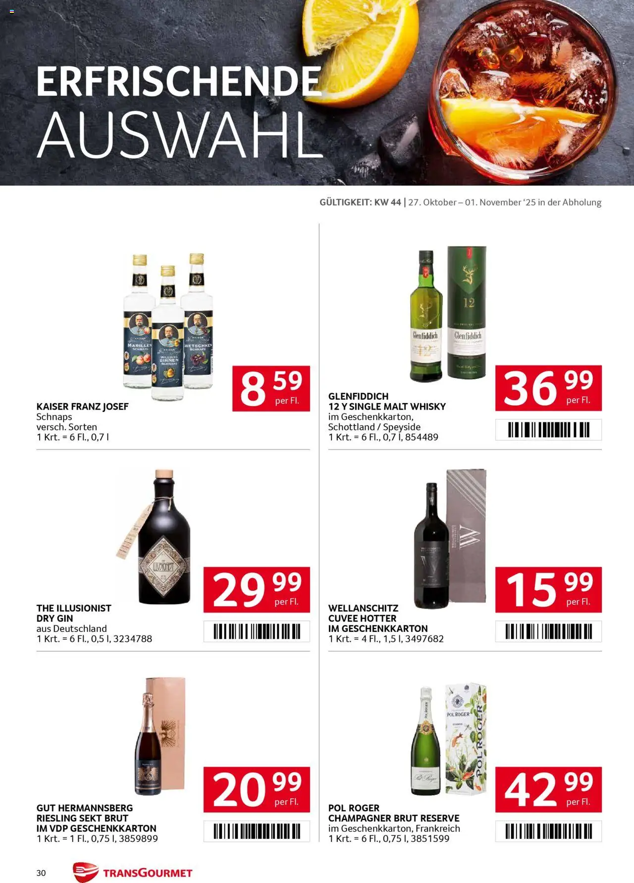 Transgourmet Flugblatt gültig ab 26.10.2025 | Seite: 30 | Produkte: Gin