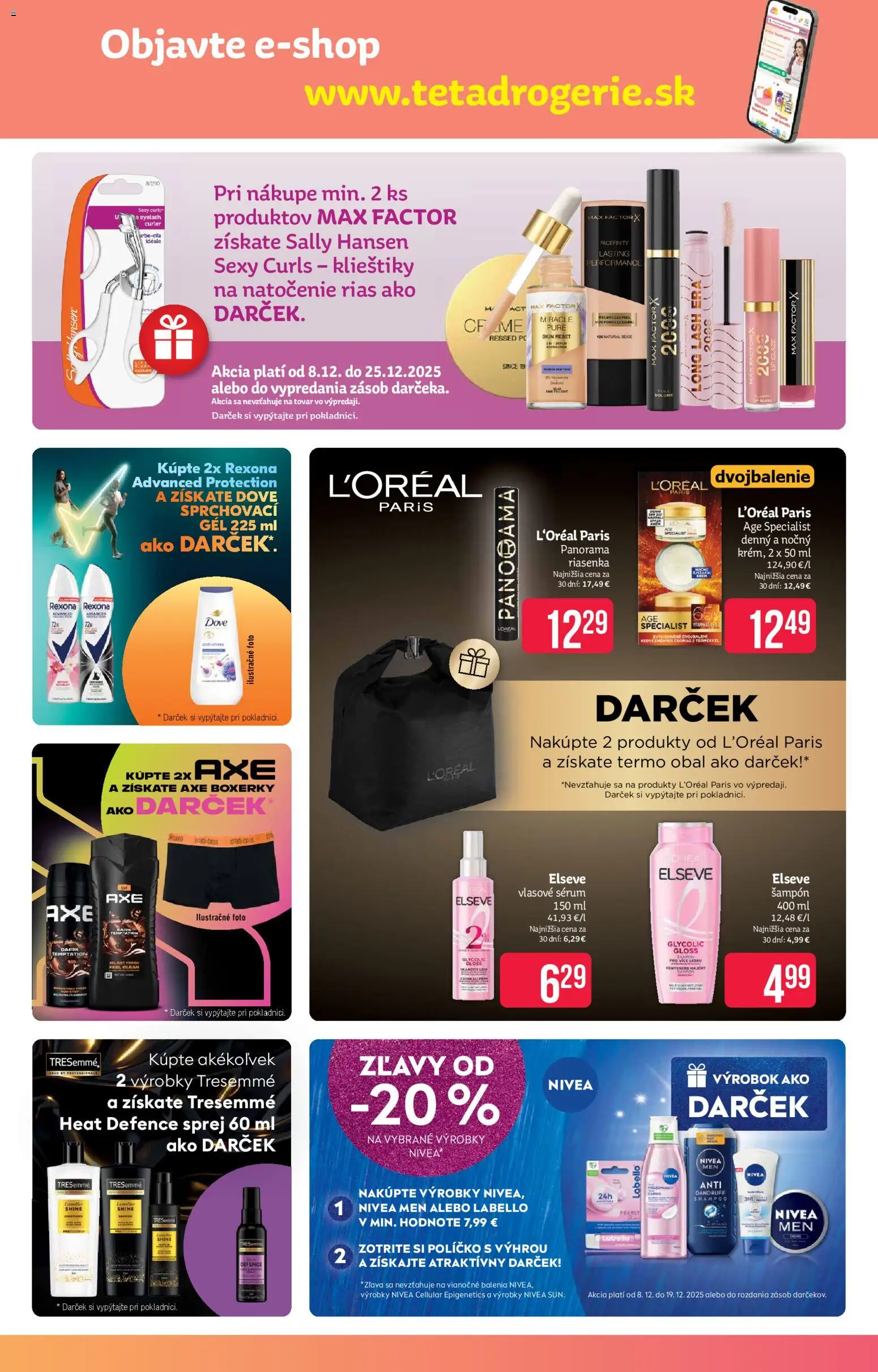 Nové Teta drogerie akcie – leták je platný od 08.12.2025 | Strana: 15 | Produkty: PC, Nivea, Riasenka, Šampón