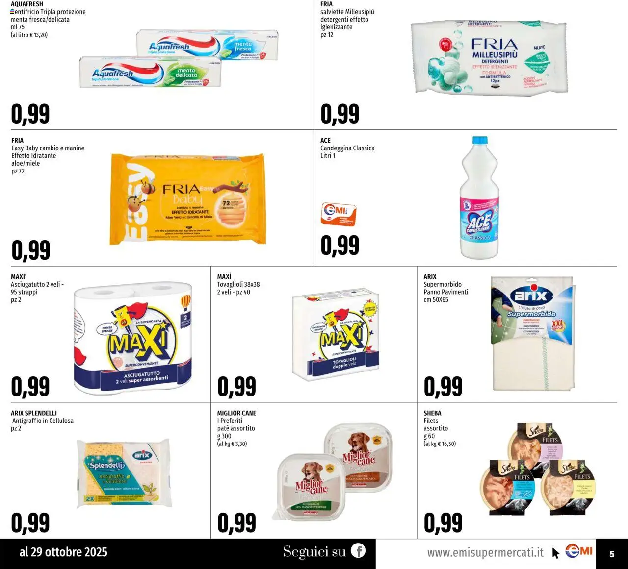 Volantino EMI del 16.10.2025 | Pagina: 5 | Prodotti: Dentifricio, Candeggina, Asciugatutto, Aloe vera