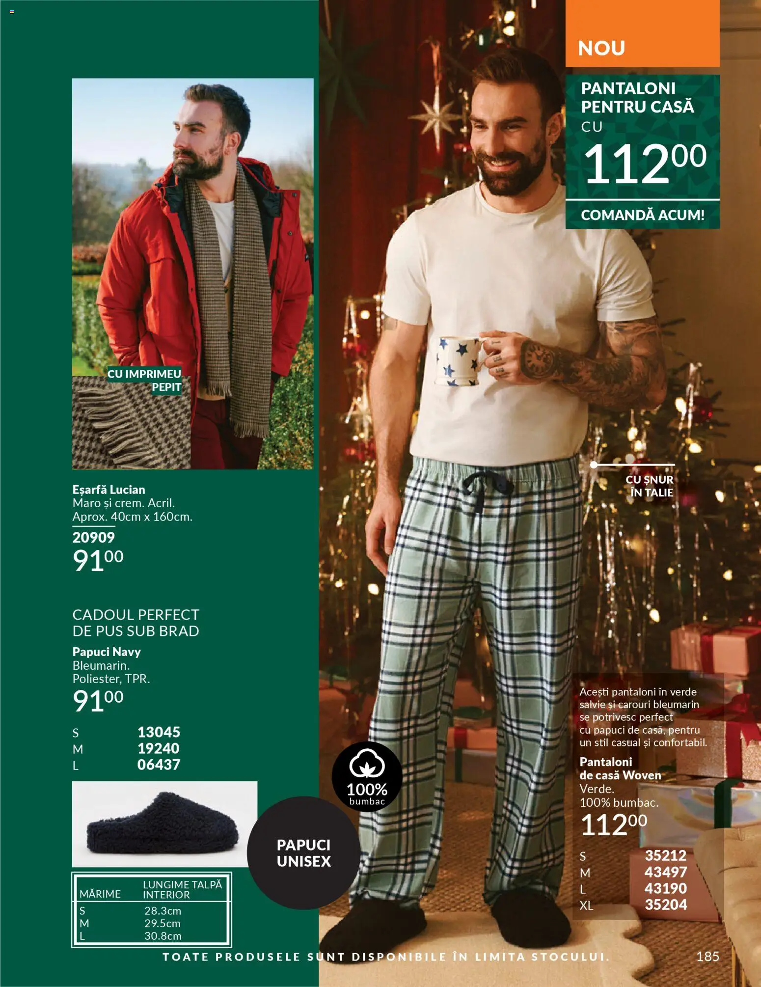 Noul catalog Avon – valabil de la 01.12.2025 | Pagină: 185 | Produse: Eșarfă, Pantaloni, Papuci