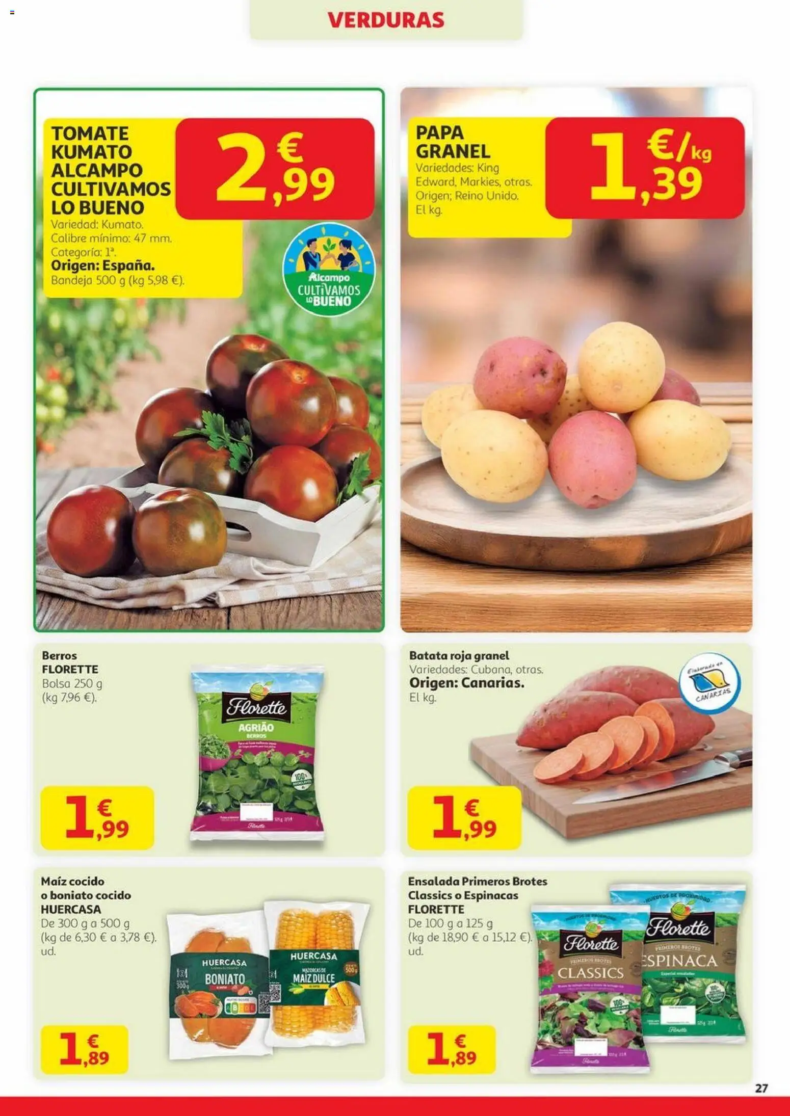 Alcampo - Canarias │ válido desde el 20.11.2025 | Página: 27 | Productos: Espinaca, Πορσελάνη, Ensalada, Bandeja
