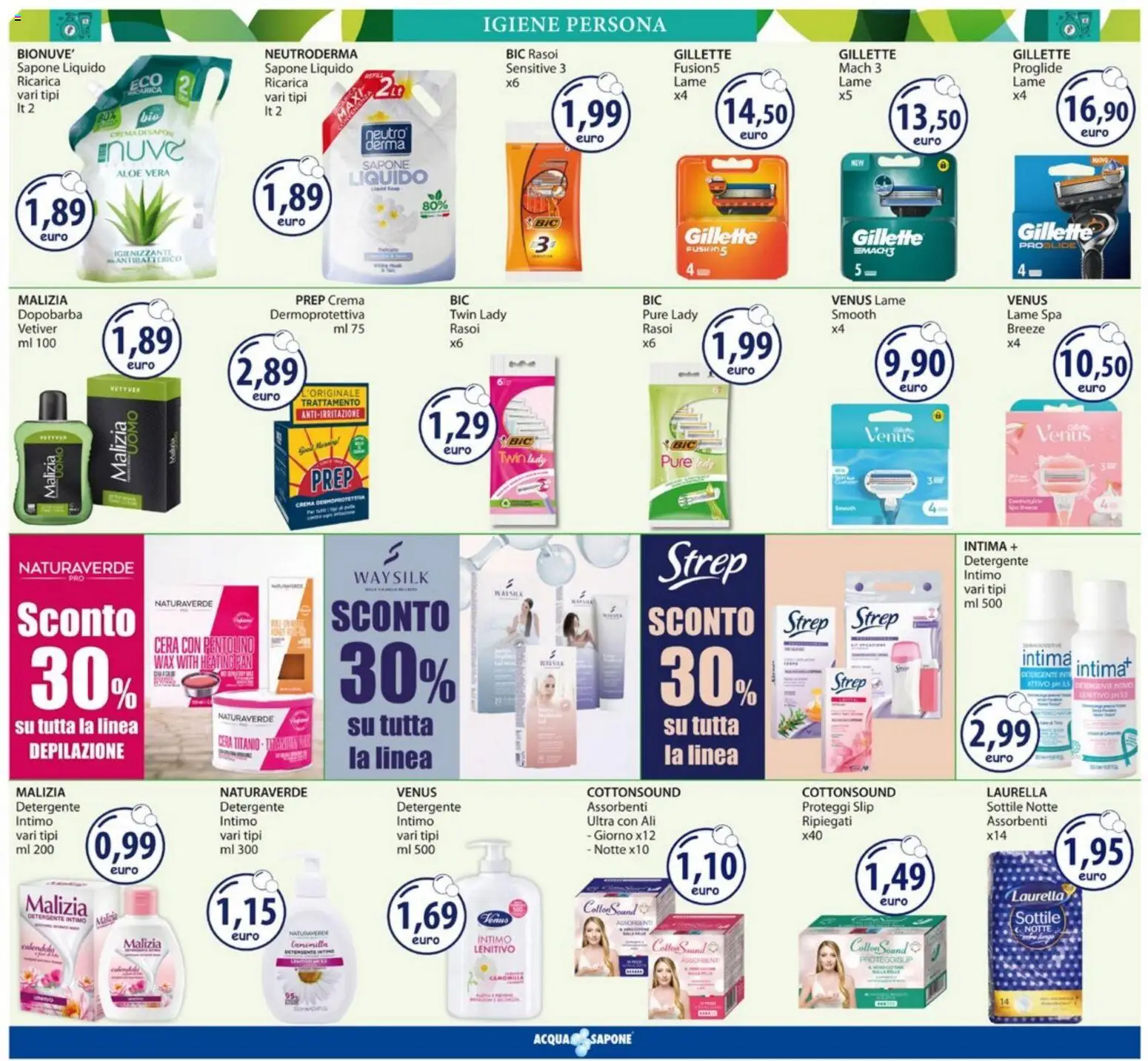 Volantino Acqua e Sapone del 12.01.2026 | Pagina: 11 | Prodotti: Crema, Proteggi slip, Detergente intimo, Aloe vera