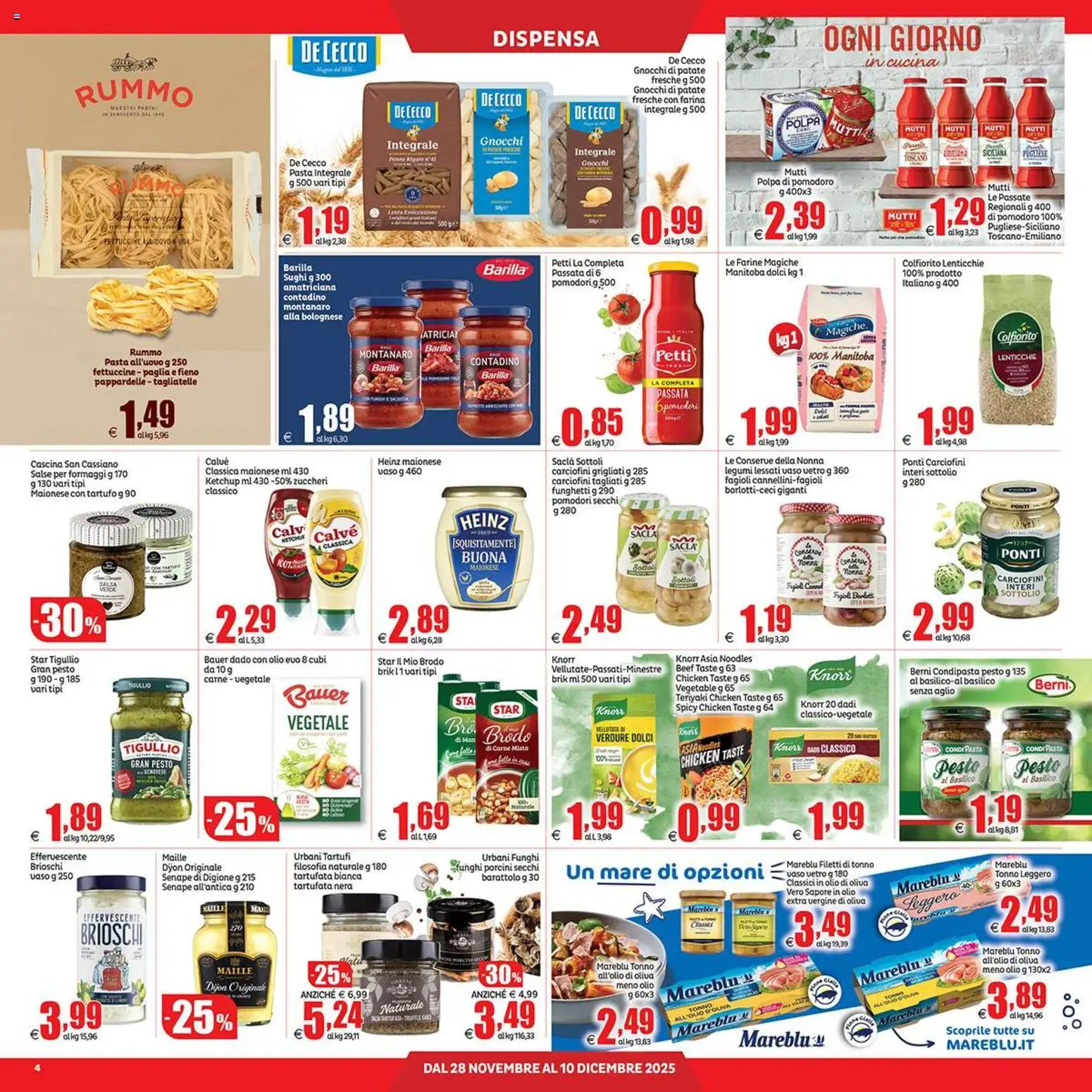 Volantino Elite Supermercati del 28.11.2025 | Pagina: 4 | Prodotti: Tartufo, Pomodoro, Farina, Tonno