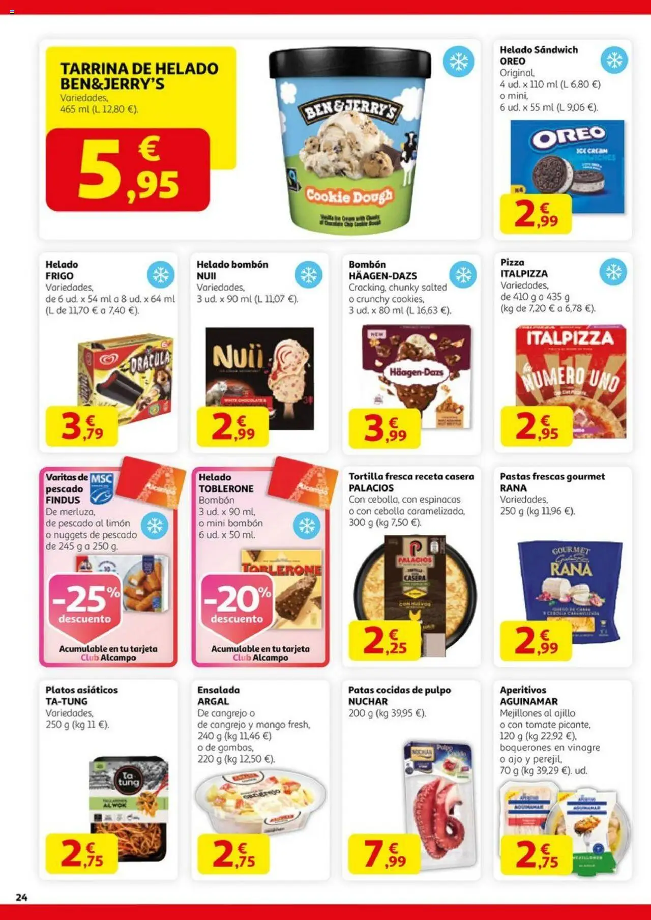 Alcampo - HP Nacional  │ válido desde el 14.08.2025 | Página: 24 | Productos: Pescado, Helado, Ensalada, Nuggets