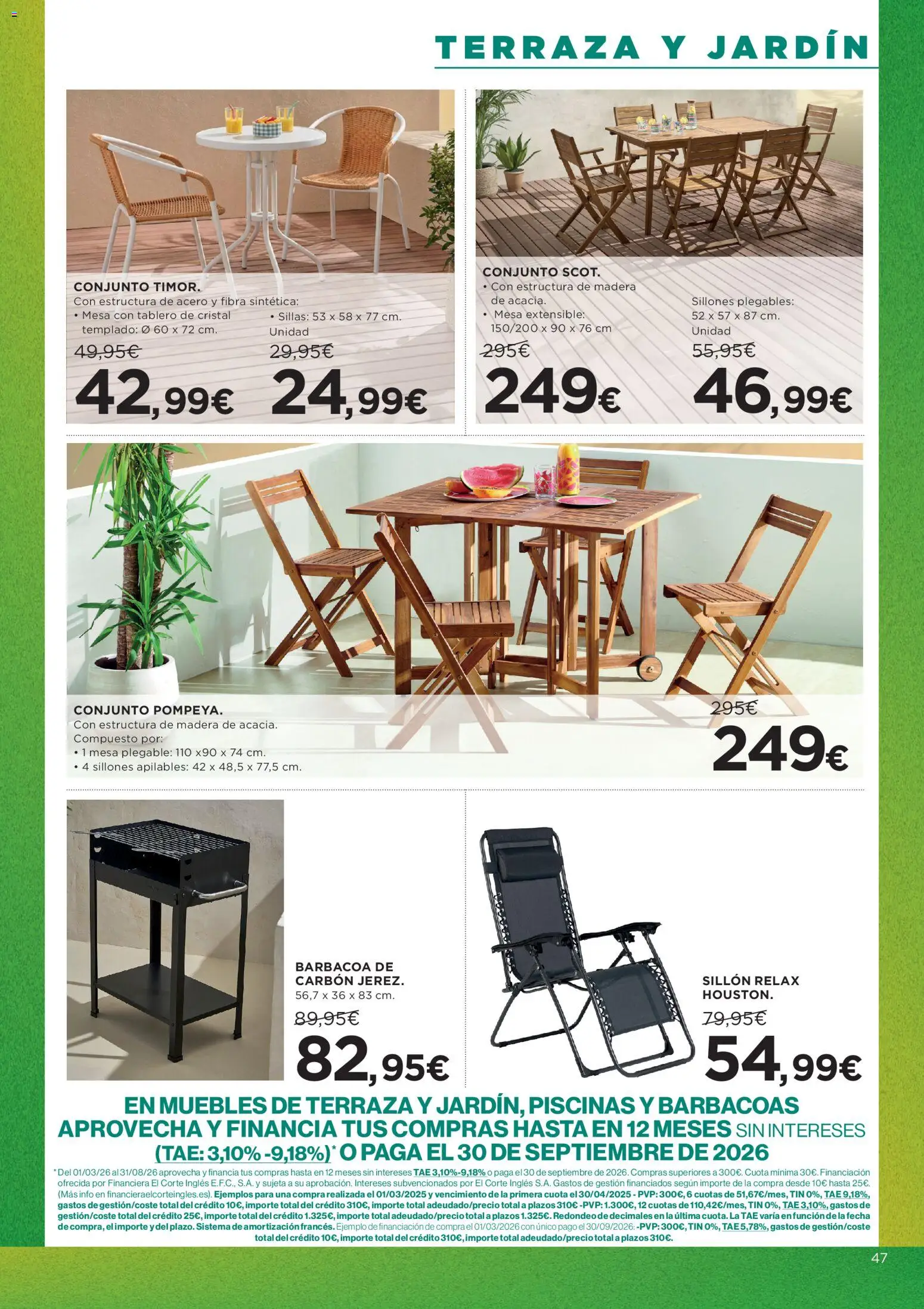 Hipercor catálogo │ válido desde el 23.04.2026 | Página: 47 | Productos: Mesa extensible, Barbacoa, Sillón, Mesa