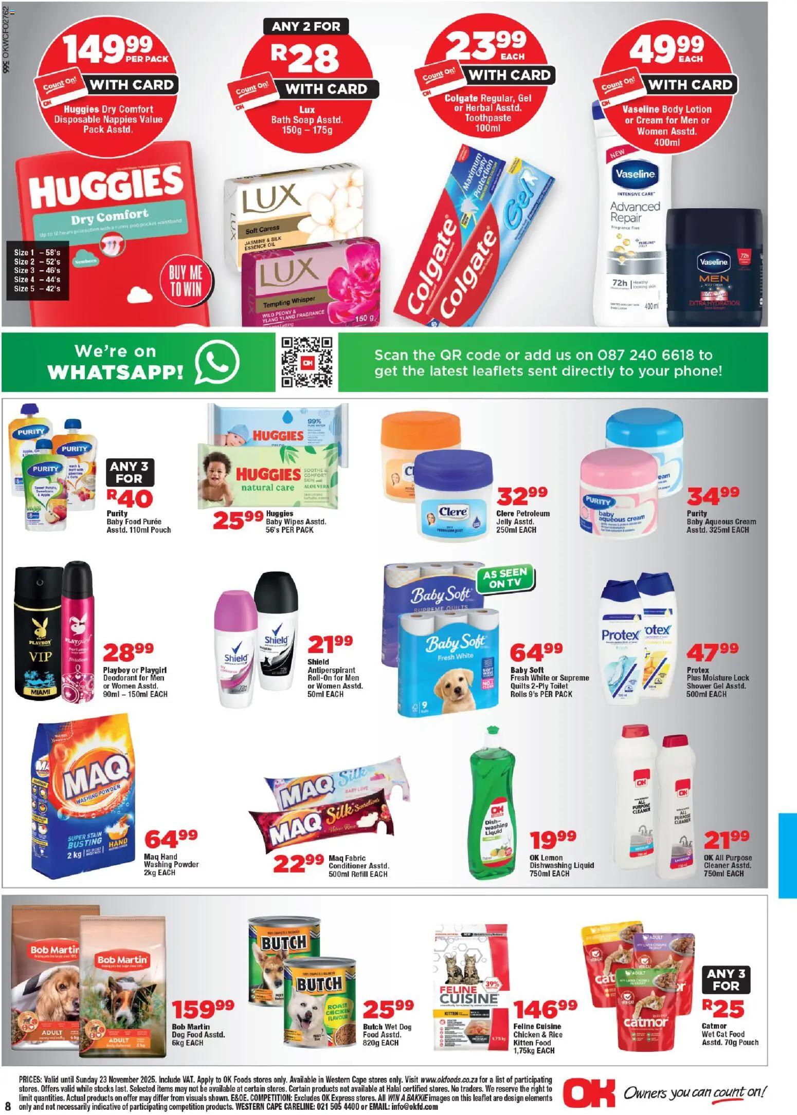 New OK Foods catalogue – valid from 12.11.2025 | Page: 8 | Products: TV, Conditioner, Cat food, Dog food