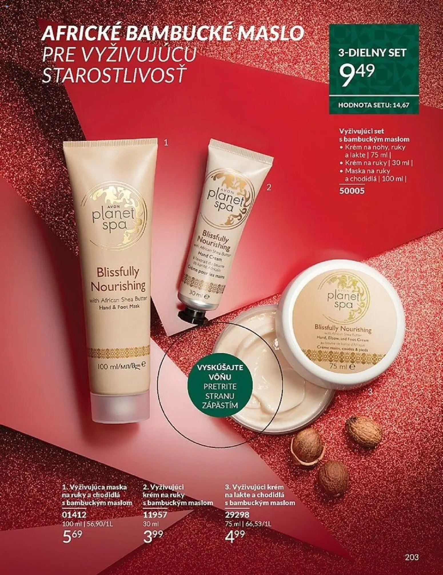 Nové Avon akcie – leták je platný od 01.11.2025 | Strana: 203 | Produkty: Maslo, Maska, Krém na ruky, Krém