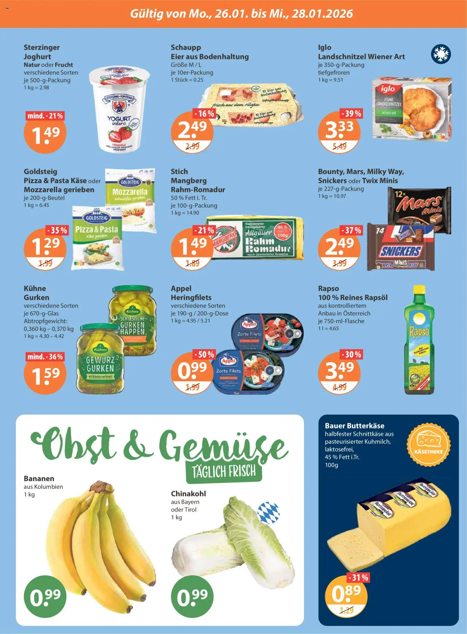 V-Markt - Hallertau / Oberpfalz – gültig ab 22.01.2026 | Seite: 19 | Produkte: Rapsöl, Snickers, Mars, Gurken