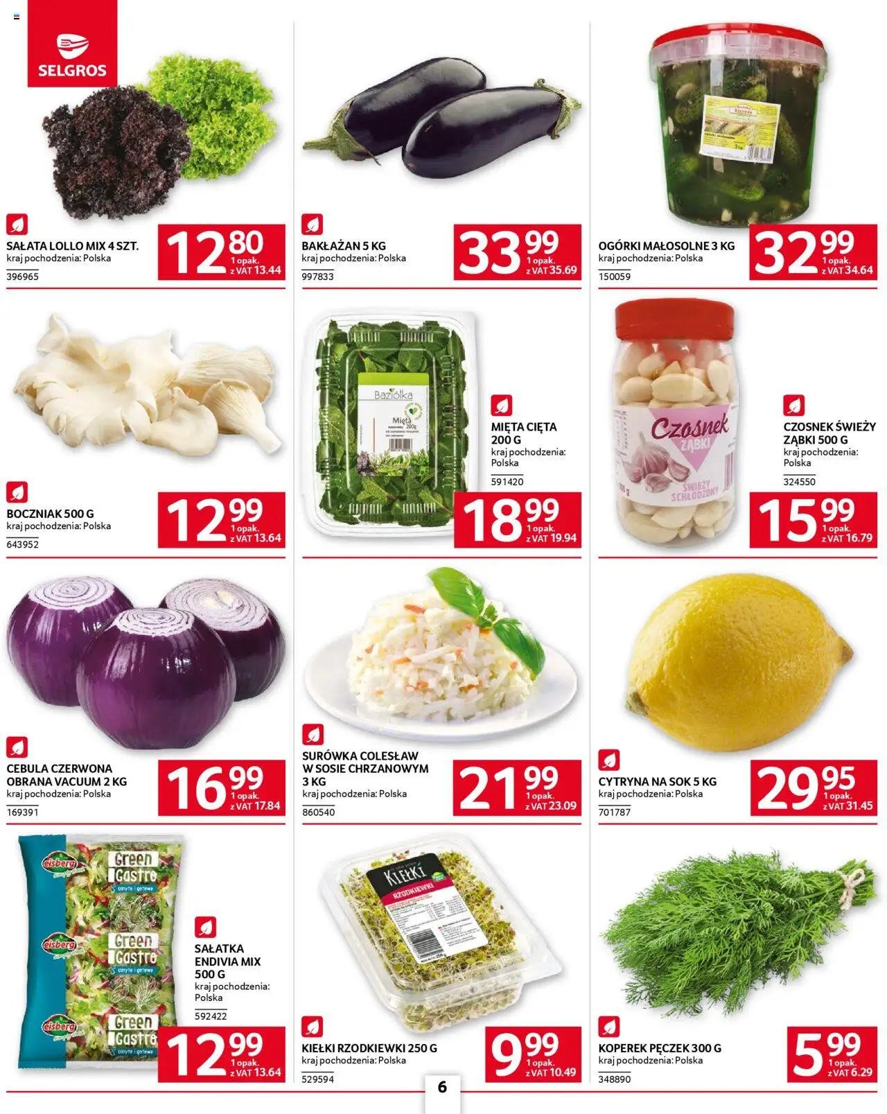 Selgros cash&carry Gazetka - Oferta dla gastronomii od 05.06.2025 | Strona: 6 | Produkty: Czosnek, Surówka colesław, Sok, Sałatka