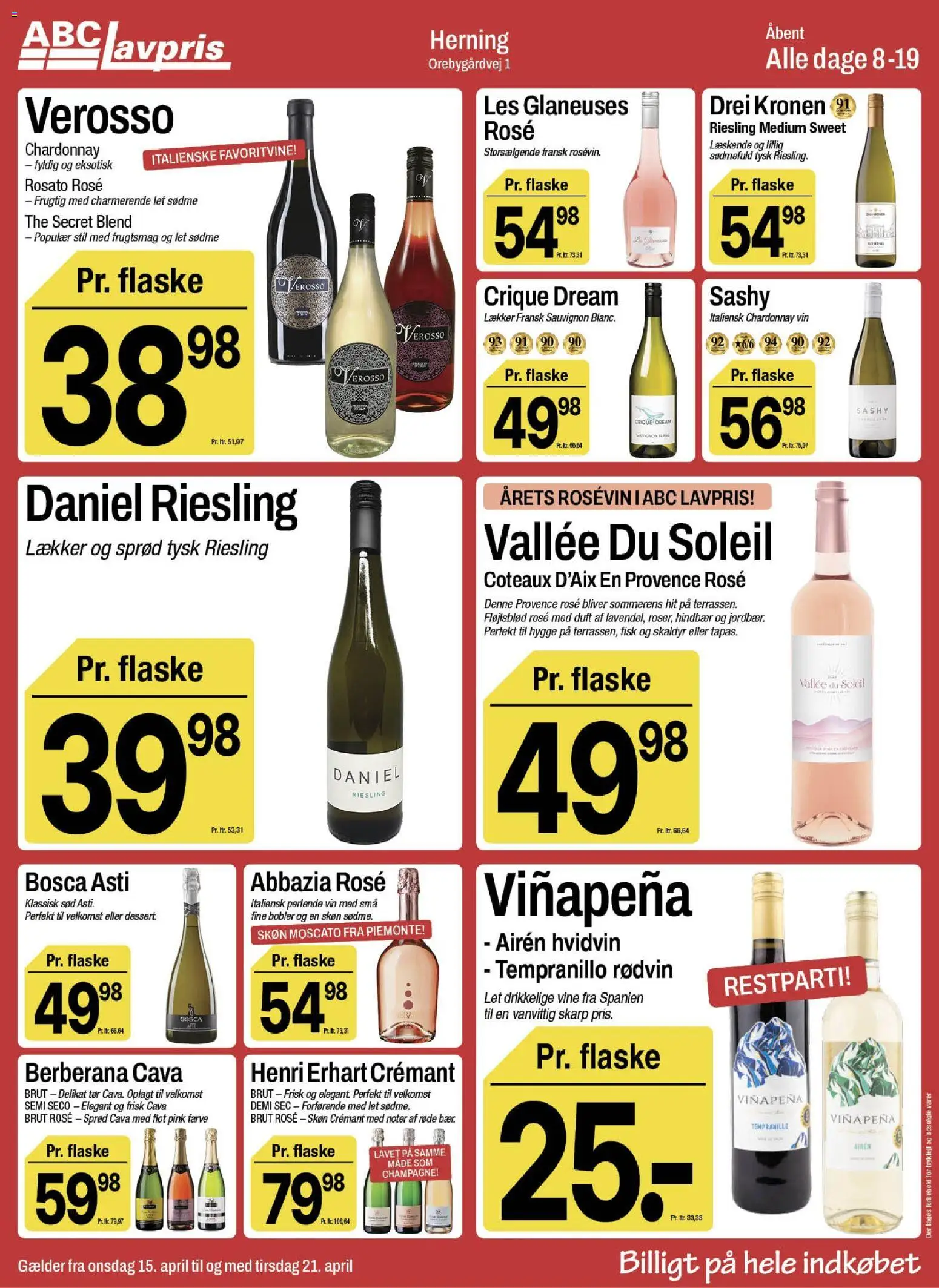 Abc Lavpris tilbudsavis – gyldig fra 15.04.2026 | Side: 3 | Produkter: Duft, Vin, Fisk, Hindbær