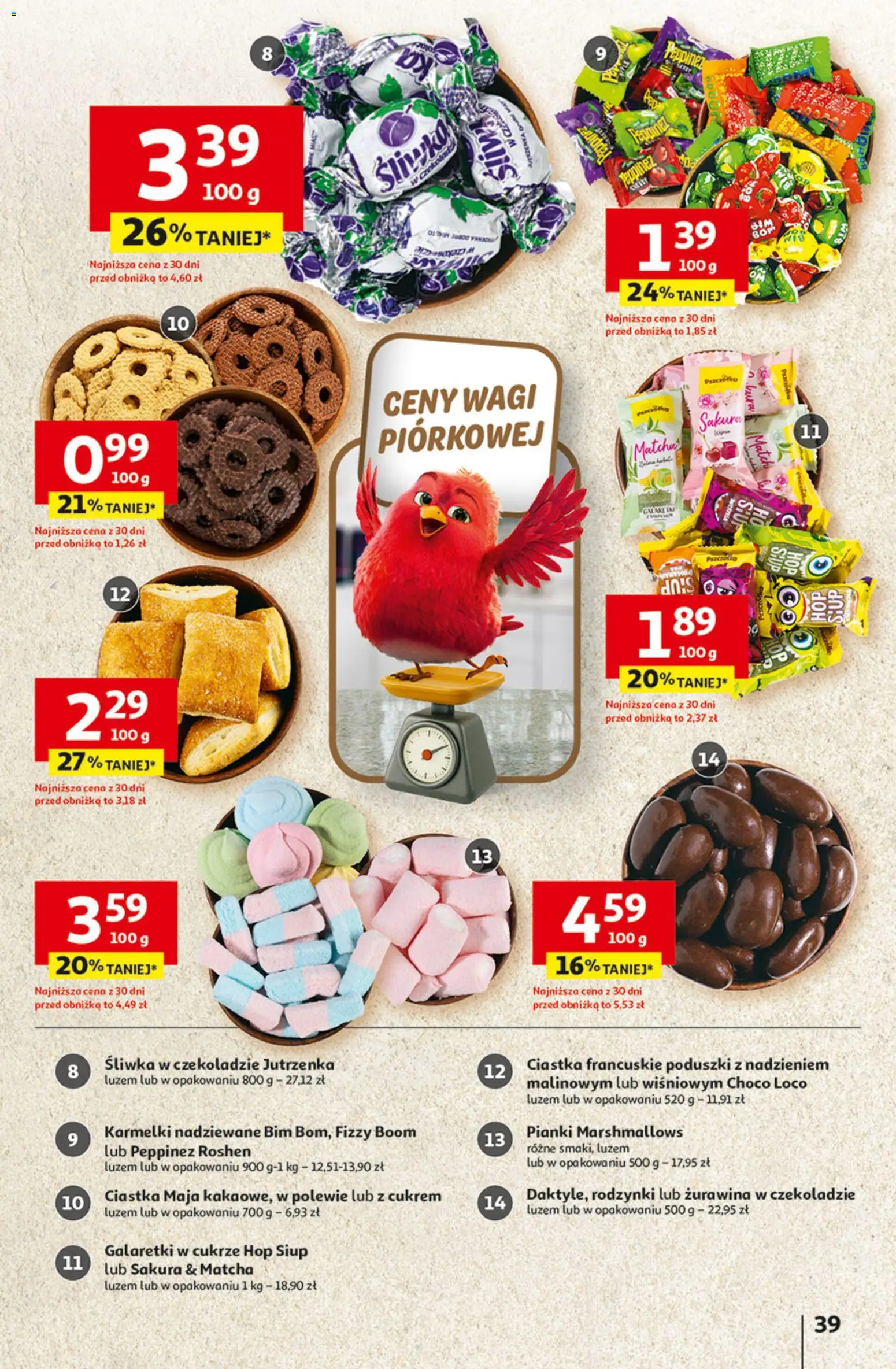 Auchan gazetka - 30 Lat Hipermarket od 23.04.2026 | Strona: 39 | Produkty: Galaretki, Pianki, Ciastka, Pianki Marshmallows