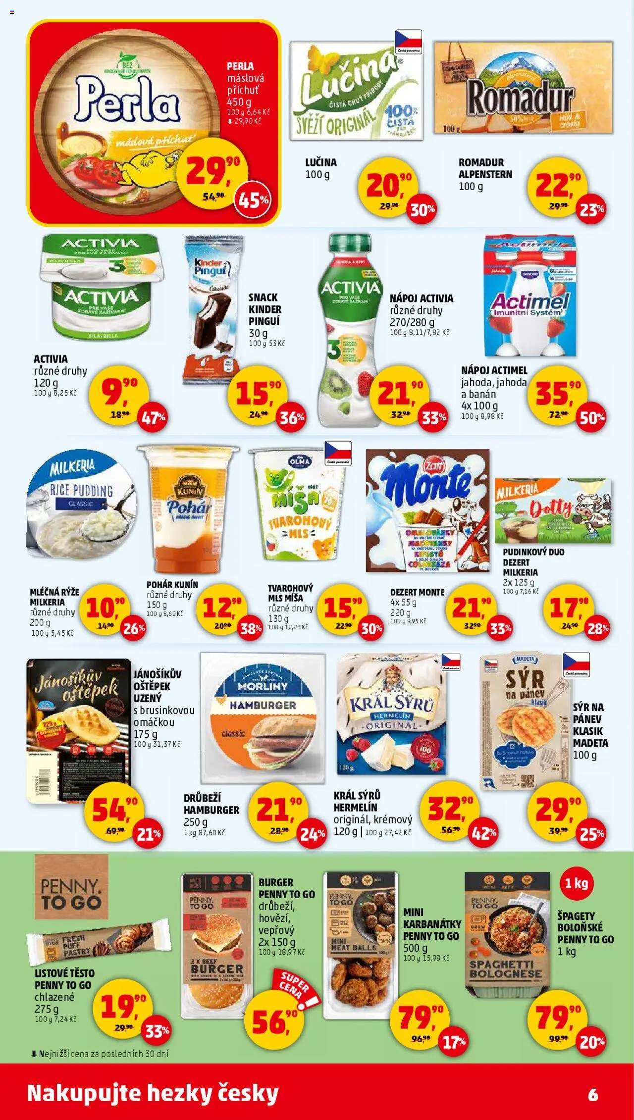 Penny Market leták - Čtvrtečník od 18.09.2025 | Strana: 6 | Produkty: Sýr, Lučina, Mléčná rýže, Hermelín