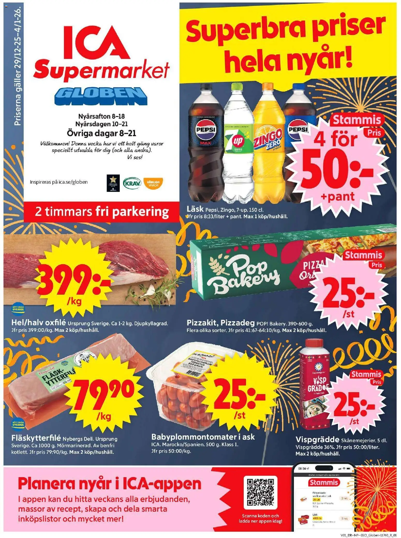 ICA Supermarket reklamblad aktuell från 30.12.2025 | Sida: 1 | Produkter: Galler, Fläskytterfilé, Tomater, Vispgrädde
