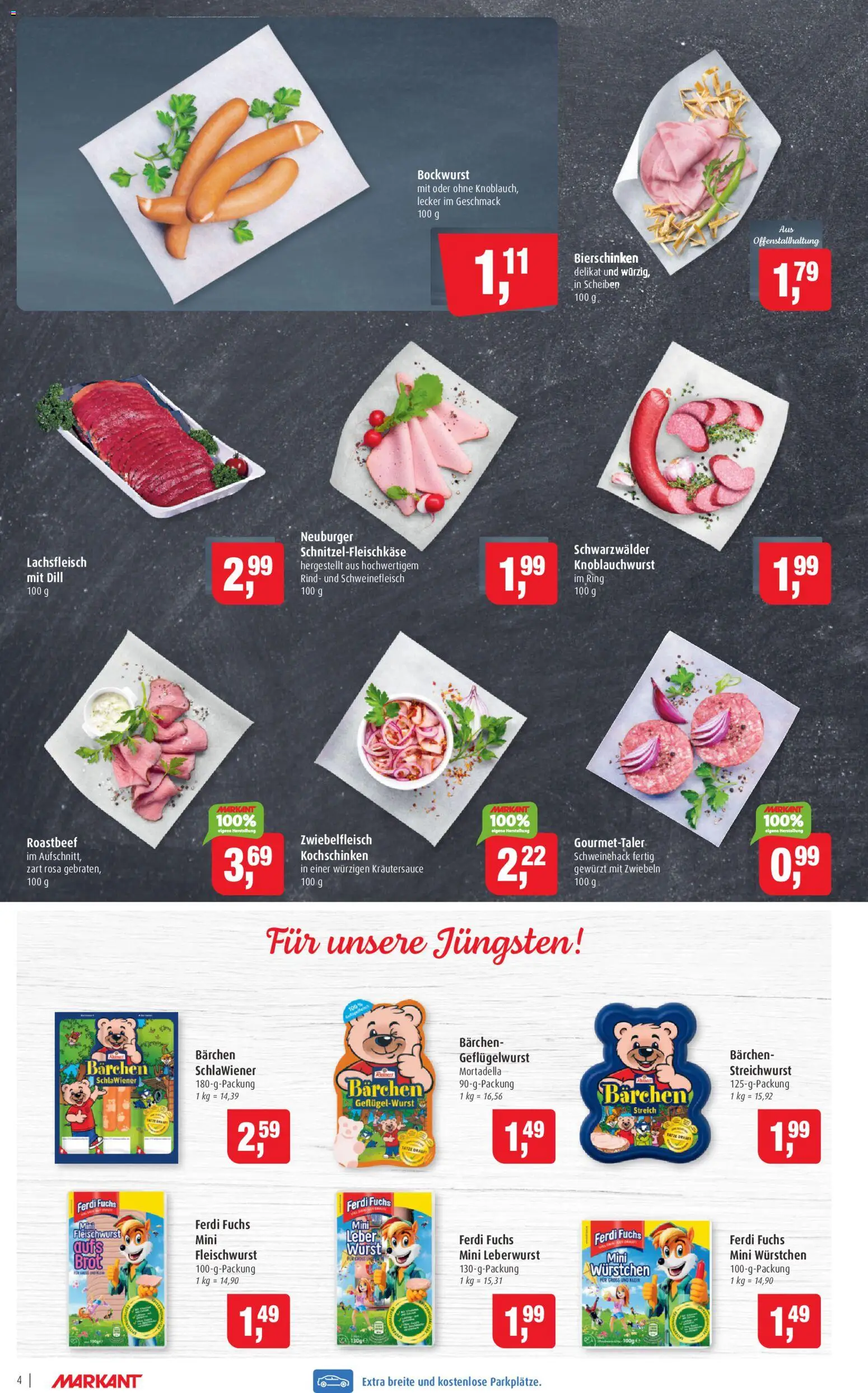 Markant Prospekt 	 – gültig ab 23.02.2026 | Seite: 4 | Produkte: Roastbeef, Zwiebeln, Brot, Schweinefleisch