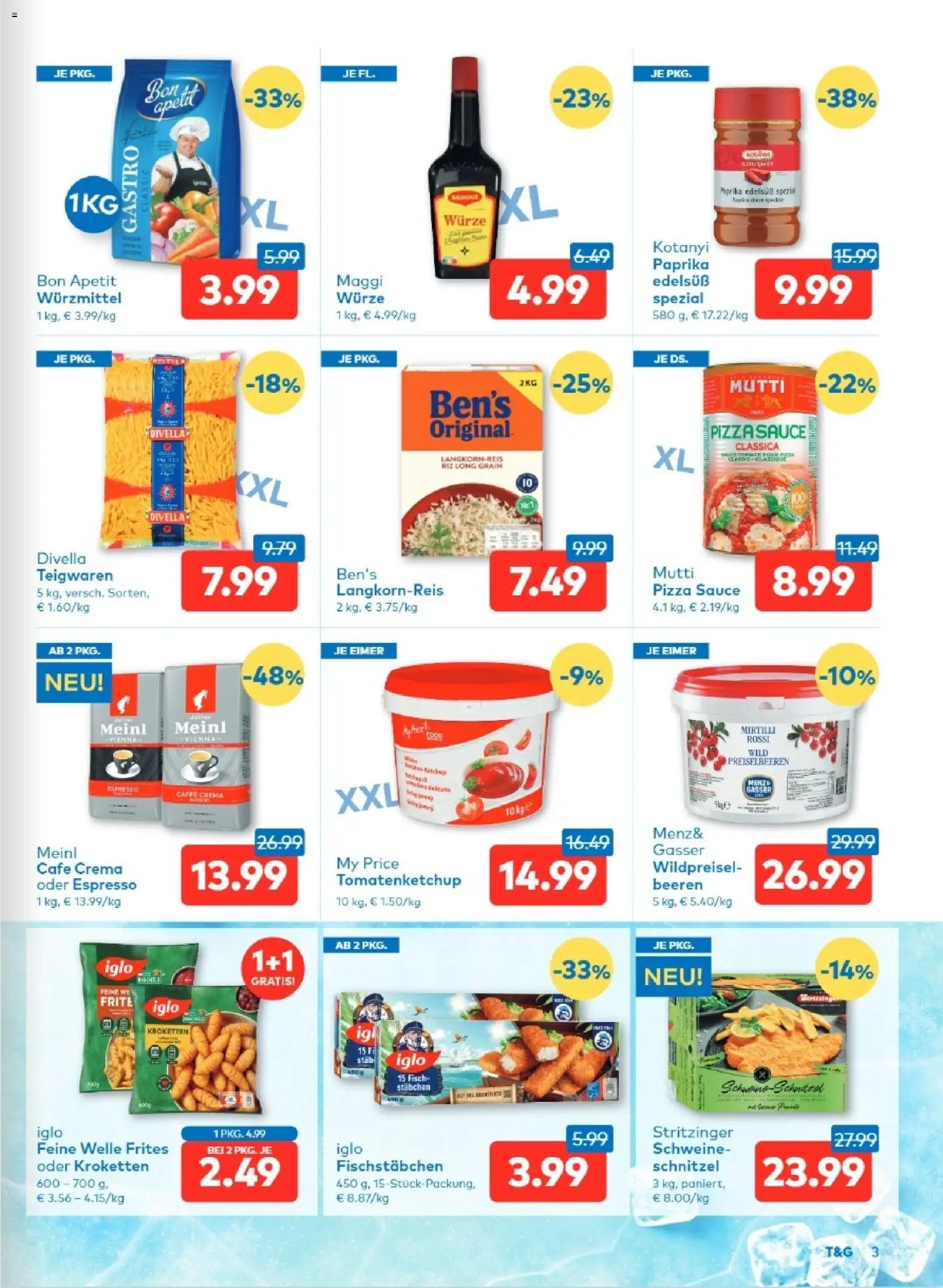 T&G - Salzburg gültig ab 31.12.2025 | Seite: 3 | Produkte: Pizza, Fisch