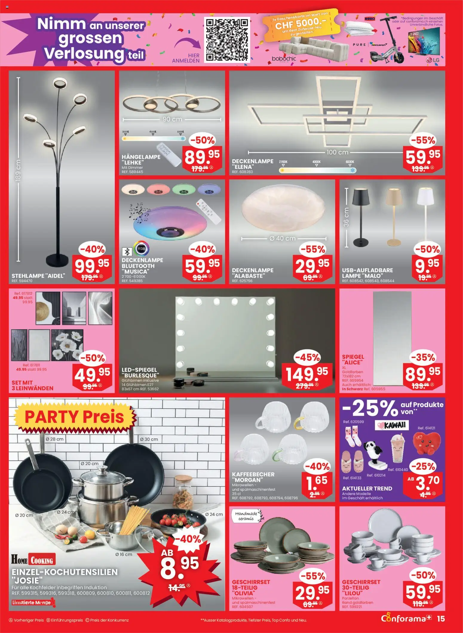 Conforama aktionen – gültig ab 25.03.2026 | Seite: 15 | Produkte: Spiegel, Lampe, Top