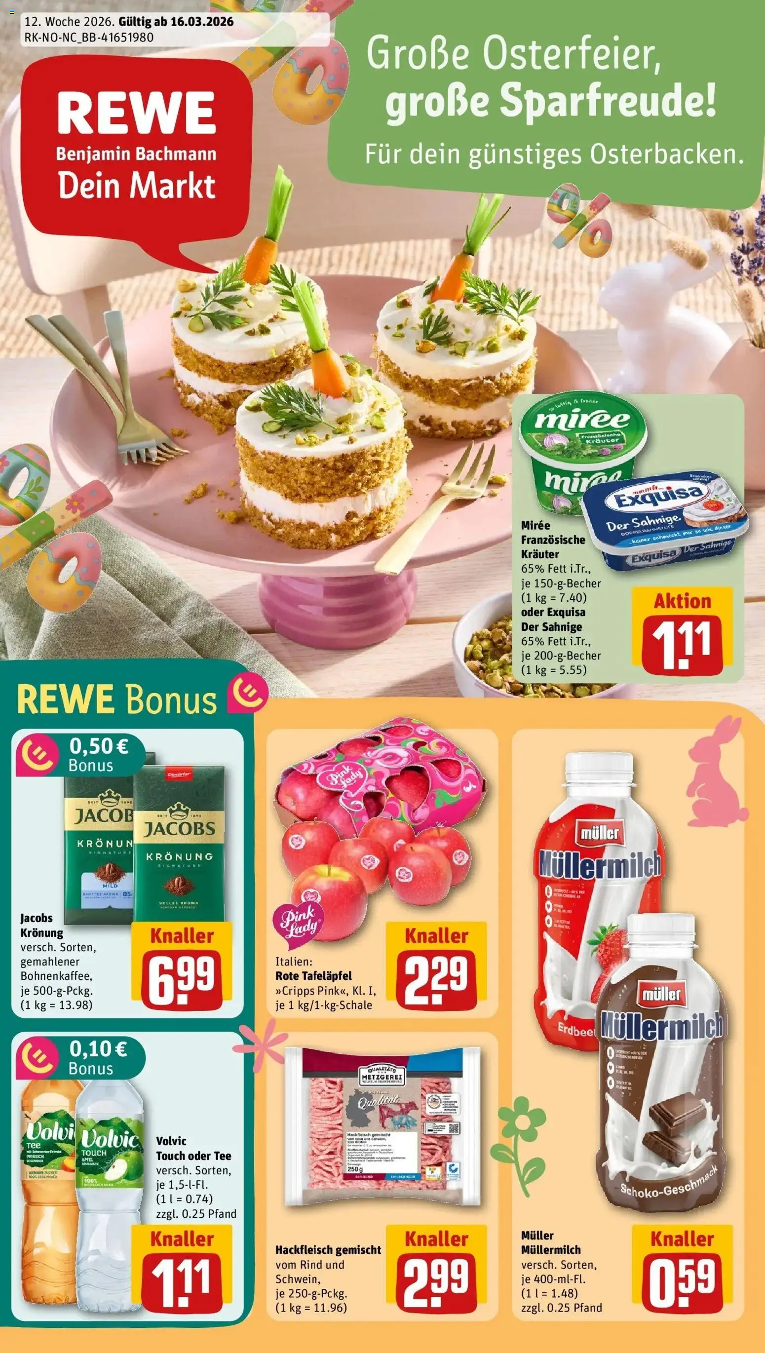 Rewe Prospekt Lübeck	 – gültig ab 15.03.2026 | Seite: 1 | Produkte: Äpfel, Exquisa, Pfirsich, Müllermilch