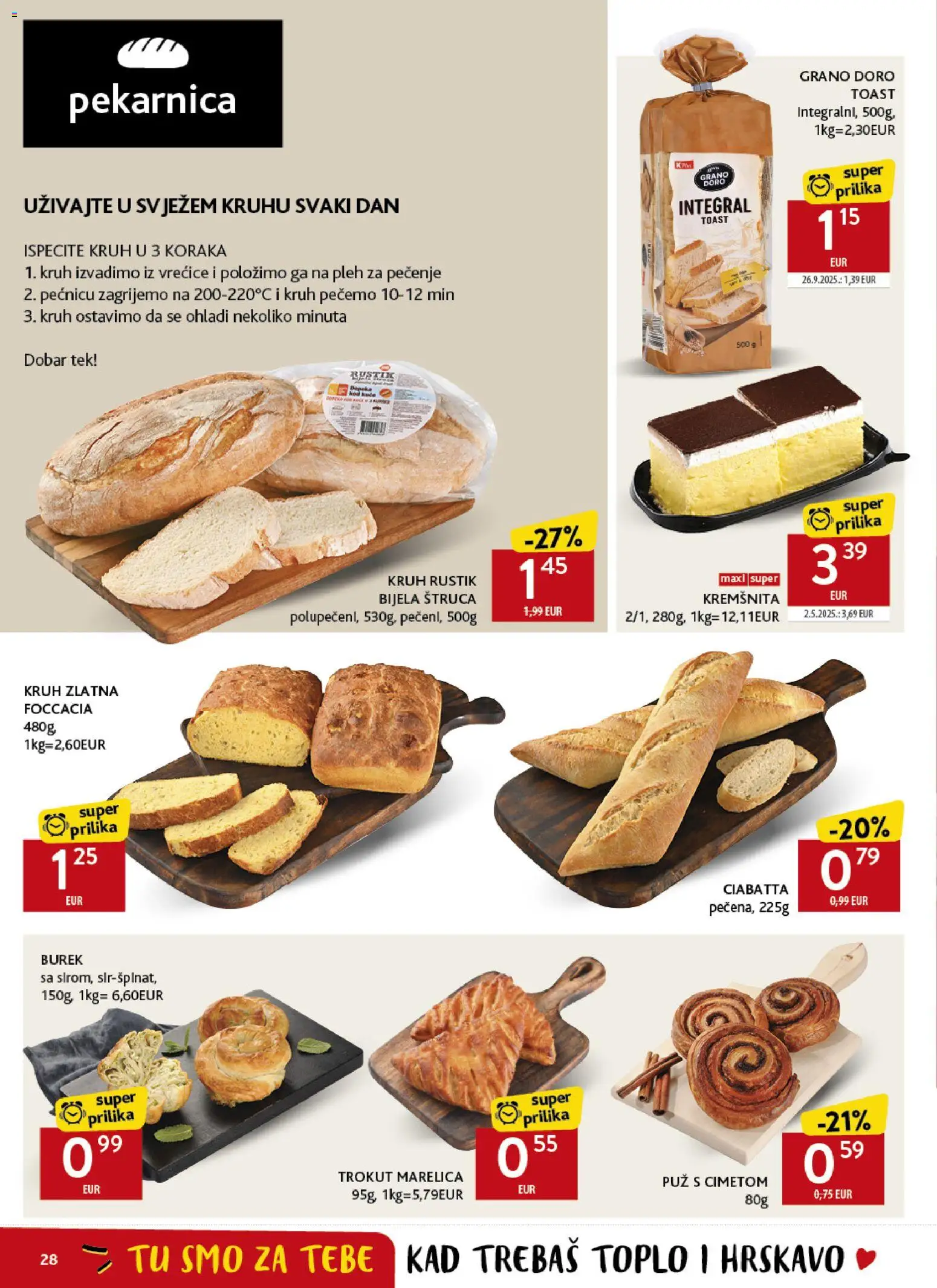 Konzum katalog | vrijedi od 18.02.2026 | Stranica: 28 | Proizvodi: Kruh, Toast, Burek