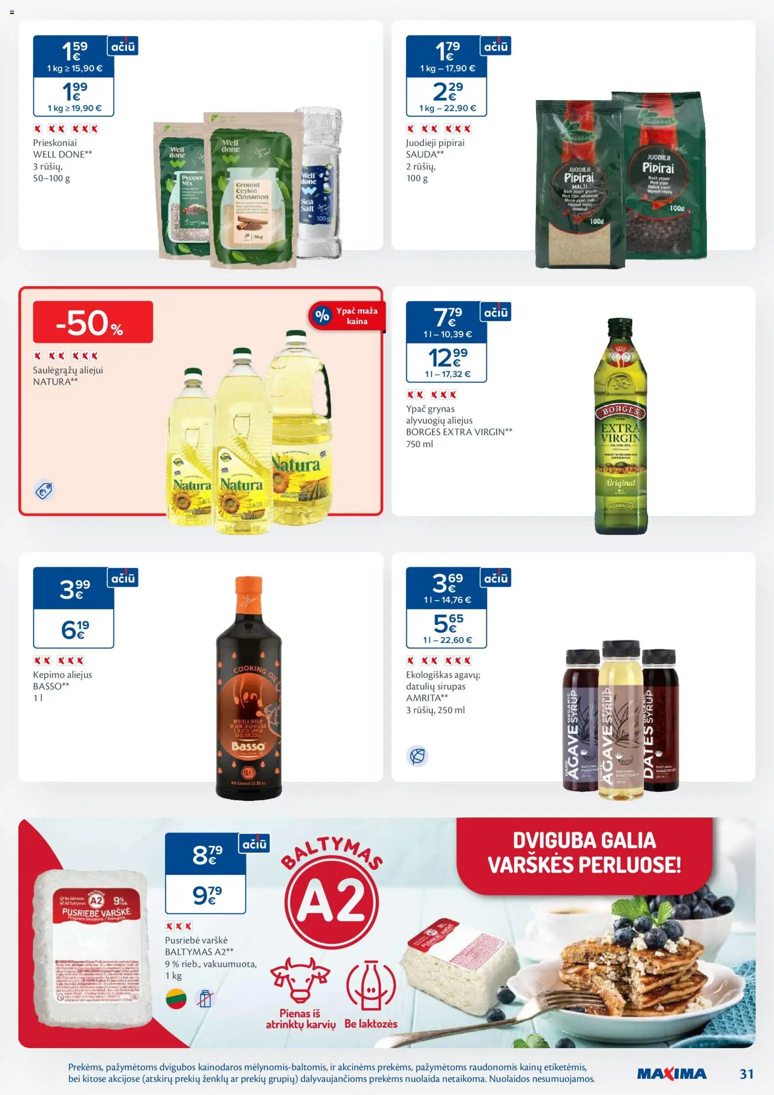 MAXIMA akcijos nuo 24.02.2026 | Puslapis: 31 | Prekių: Pienas, Aliejus, Alyvuogių aliejus, Prieskoniai