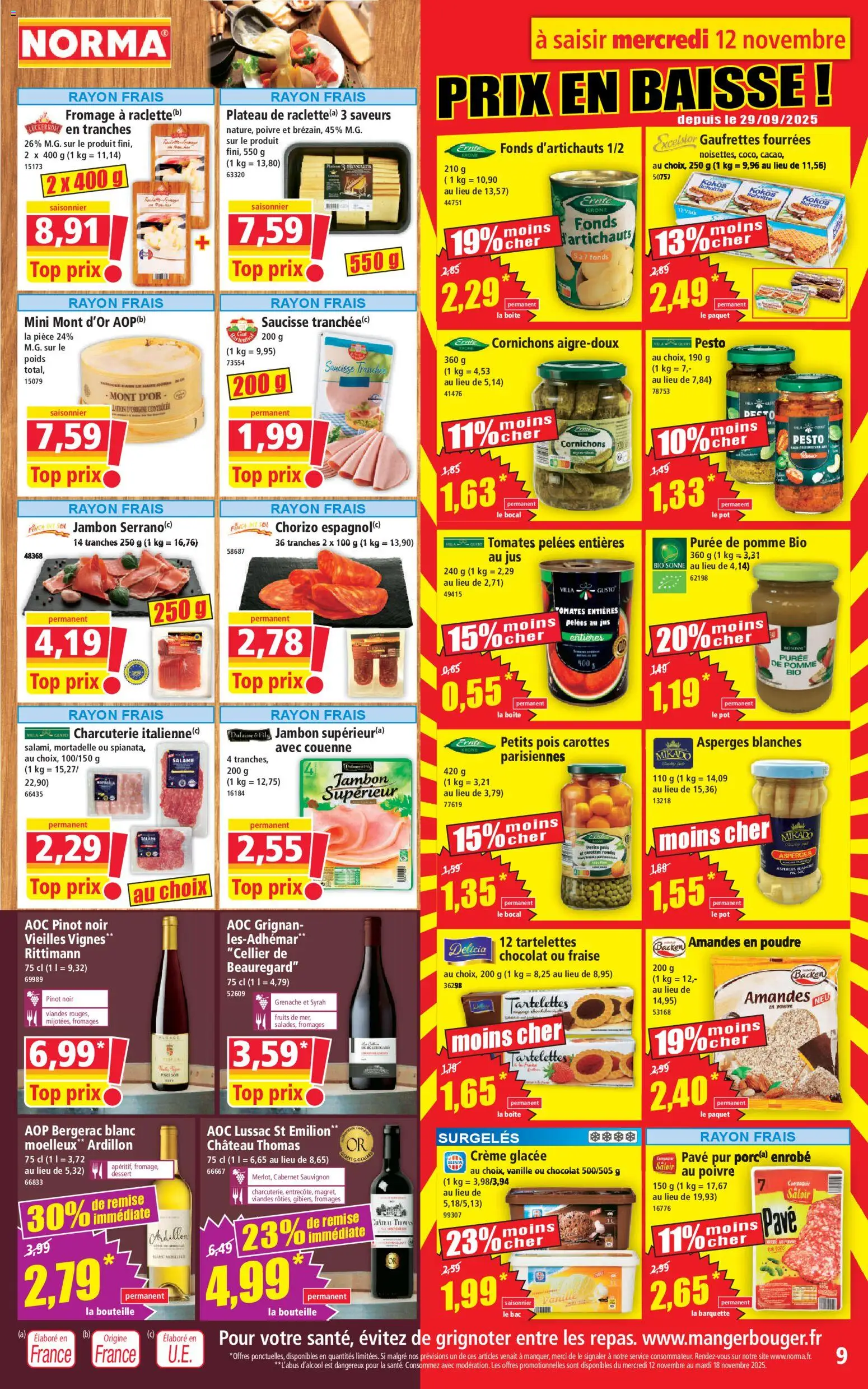 {H1} | Page: 9 | Produits: Poivre, Chocolat, Saucisse, Jus