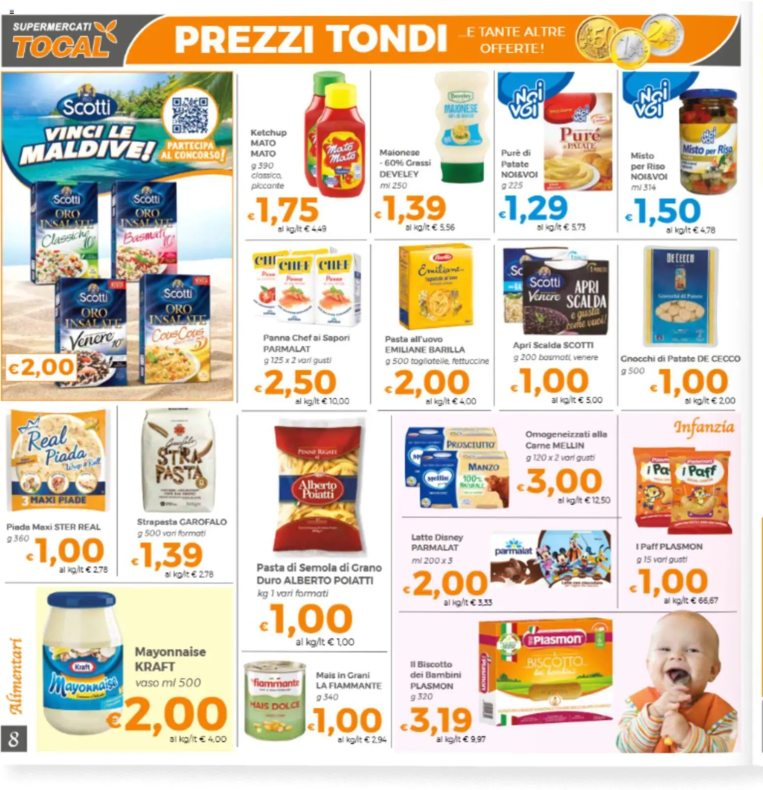 Volantino Tocal del 17.04.2026 | Pagina: 8 | Prodotti: Patate, Gnocchi, Penne, Vaso