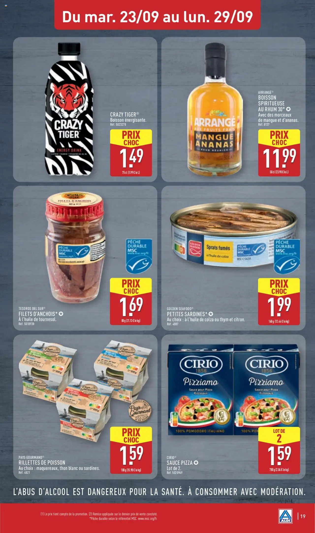  | Page: 21 | Produits: Sauce pizza, Pêche, Rhum, Poisson