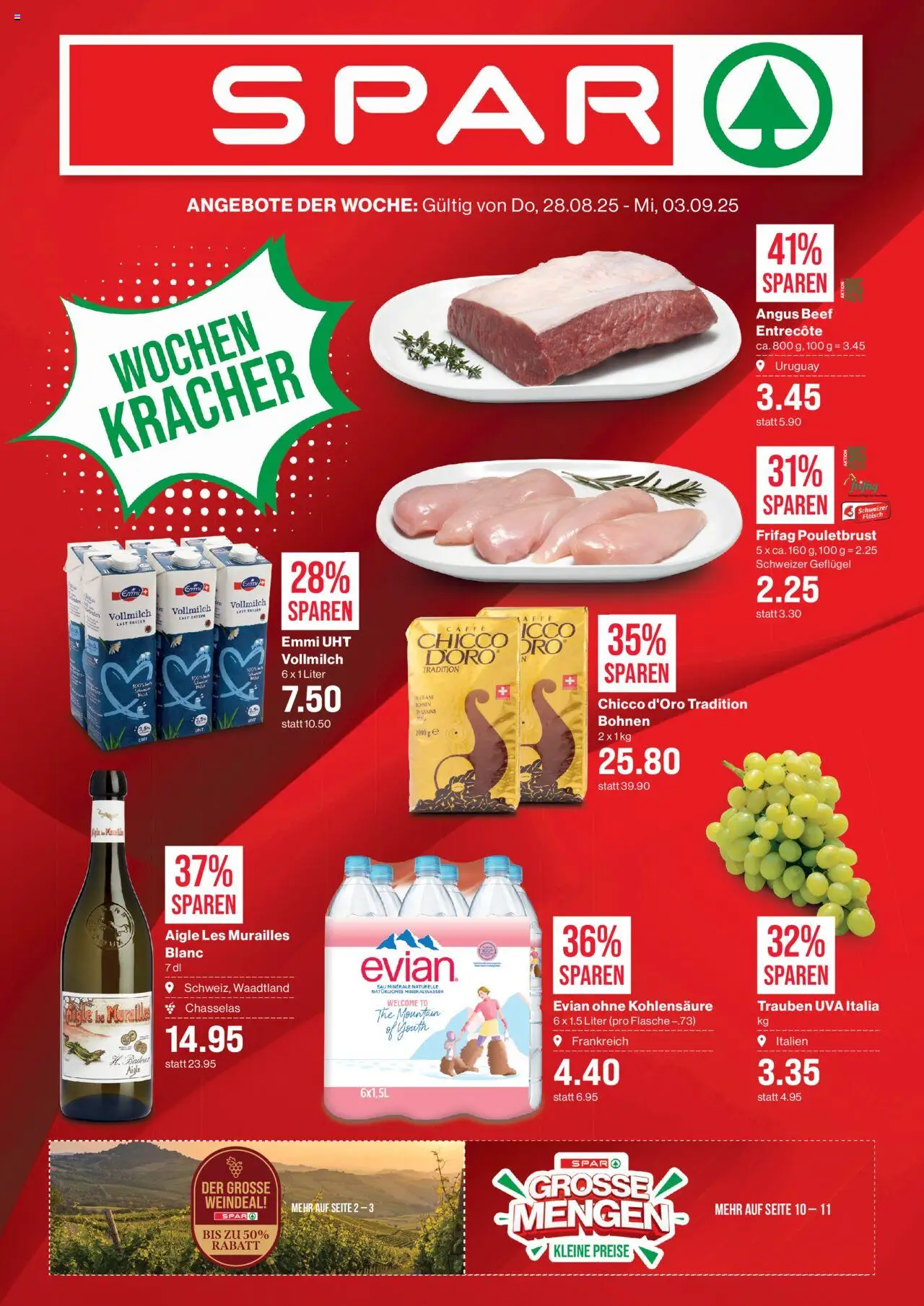 SPAR Aktionen ab 28.08.2025 | Seite: 1 | Produkte: Pouletbrust, Mineralwasser