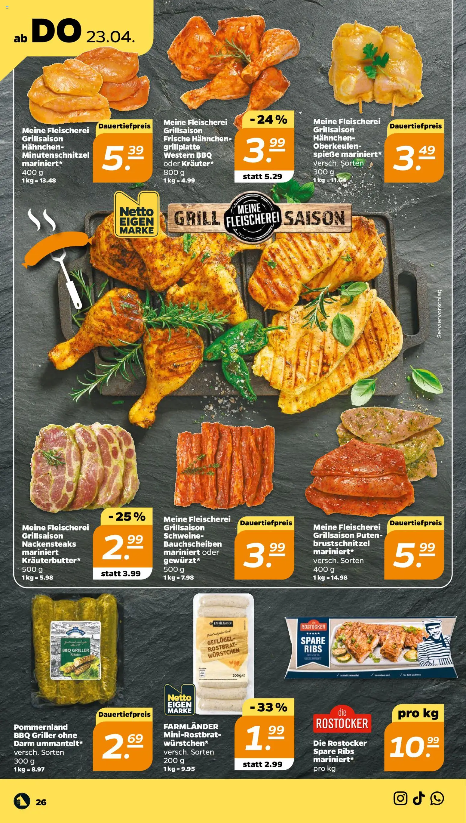Netto Prospekt 	 – gültig ab 20.04.2026 | Seite: 30 | Produkte: Nackensteaks, Grill, Hahnchen, Spare ribs