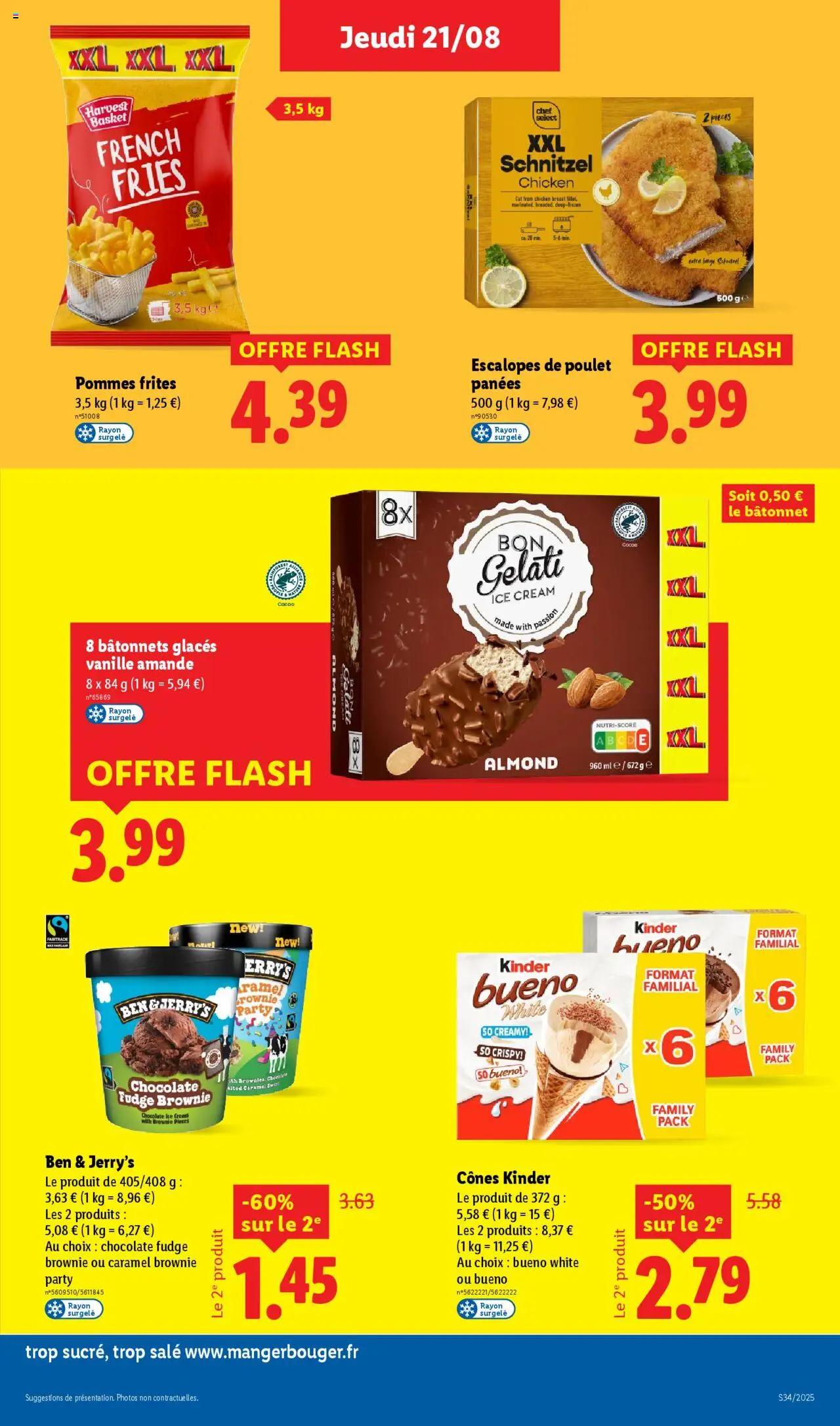  | Page: 19 | Produits: Glaces, Kinder Bueno, Cônes, Pommes