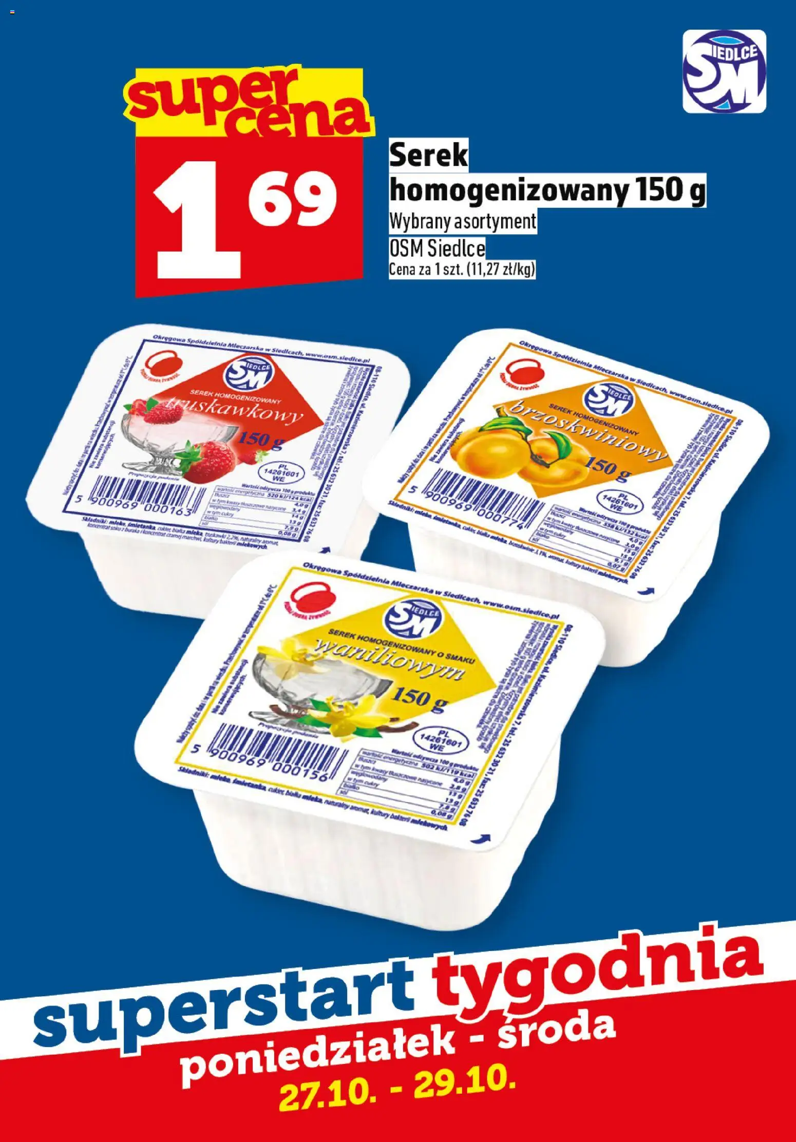Topaz Gazetka - Superstart tygodnia od 27.10.2025 | Strona: 4 | Produkty: Serek homogenizowany, Serek, Mleka