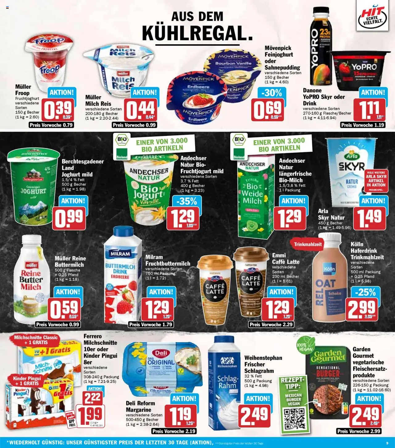 HIT - Rhineland-Palatinate - gültig ab dem 11.08.2025 | Seite: 9 | Produkte: Milch, Burger, Milram, Reis
