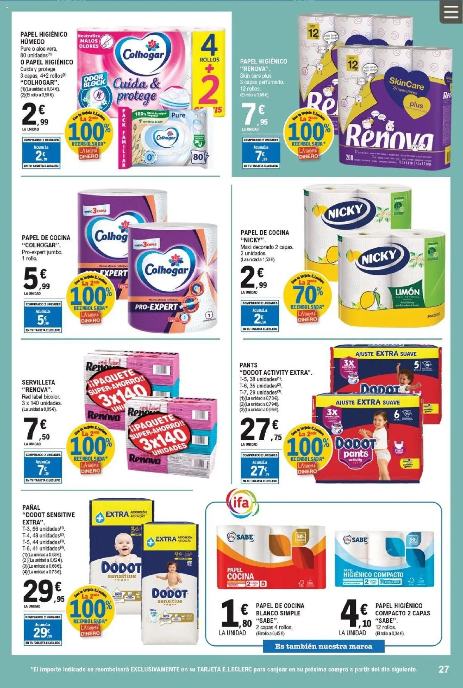 E.Leclerc folleto │ válido desde el 25.03.2026 | Página: 27 | Productos: Papel higienico, Cocina