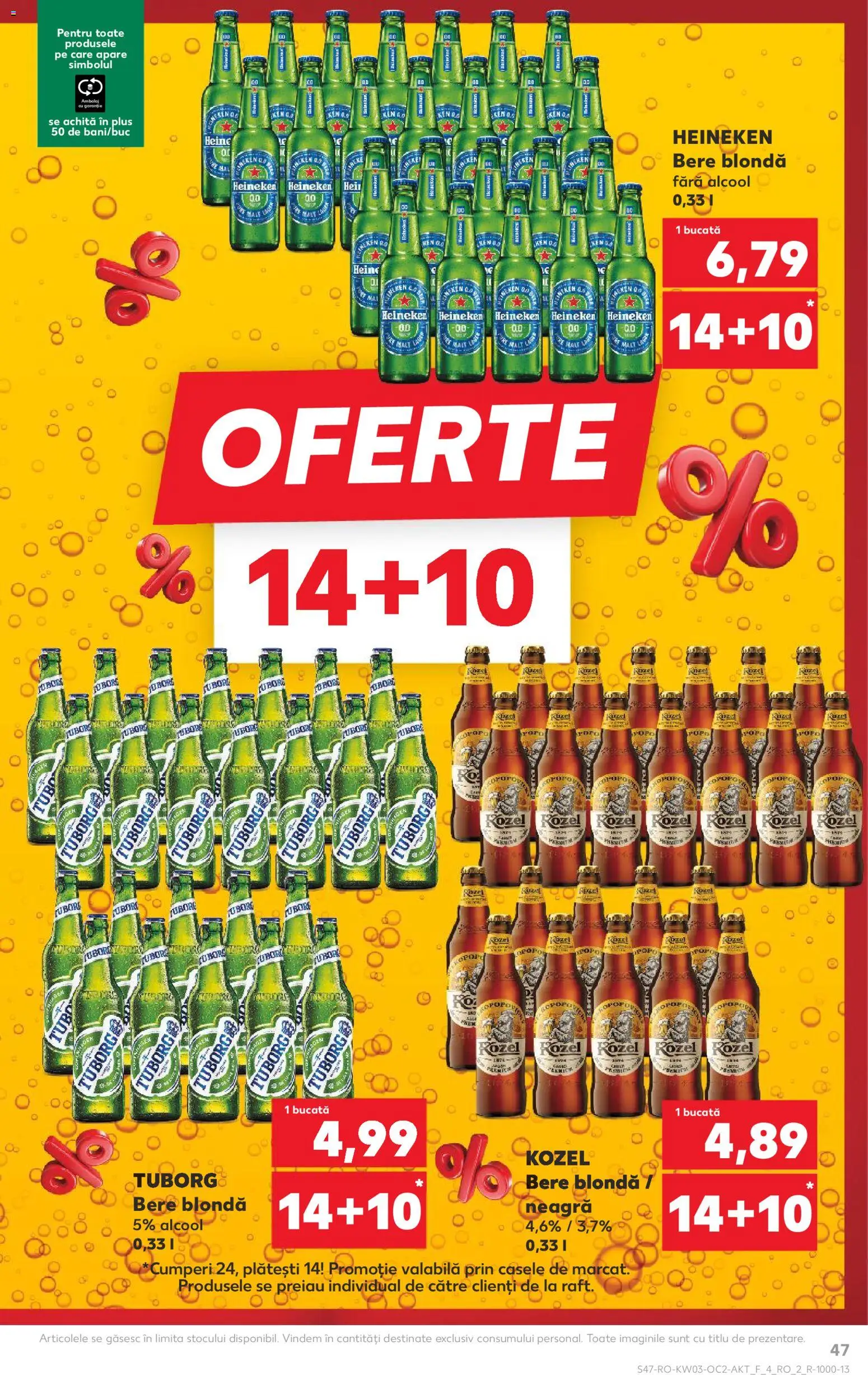 Kaufland RO akciós ujság - amely érvényes a következő dátumtól: 14.01.2026 | Oldal: 47 | Termékek: Heineken