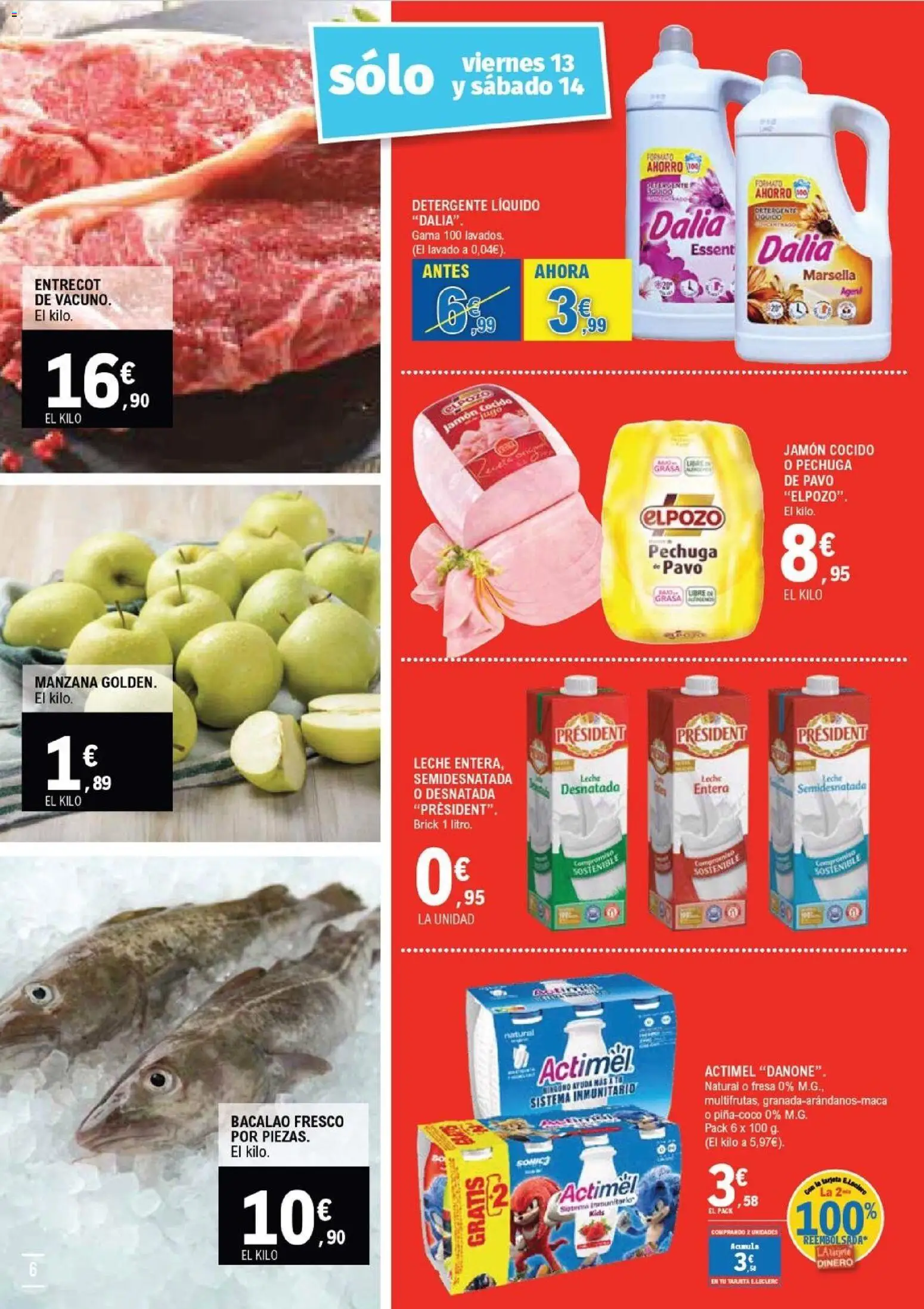 E.Leclerc folleto Salamanca │ válido desde el 04.03.2026 | Página: 6 | Productos: Leche desnatada, Leche, Manzana, Detergente líquido