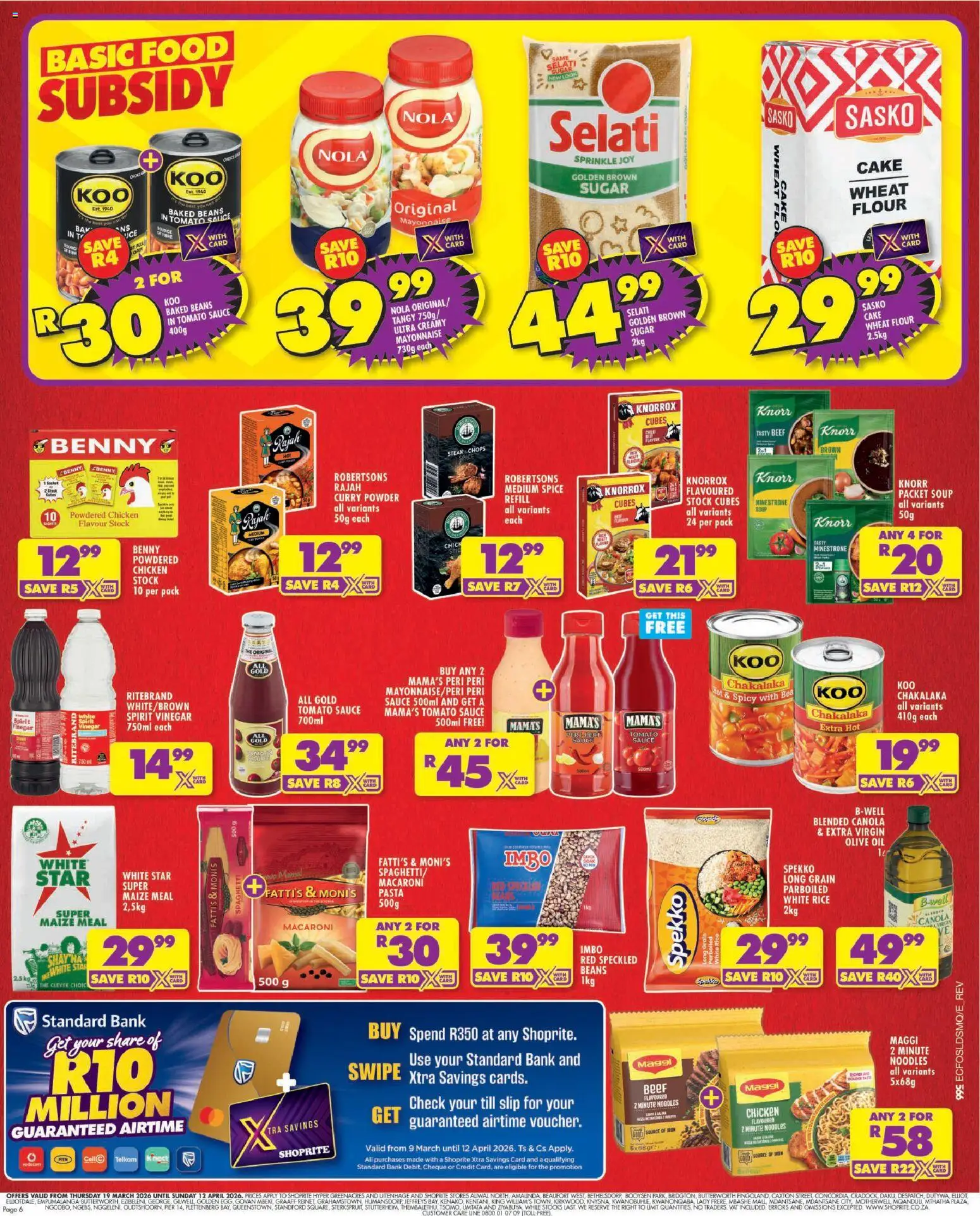 New Shoprite catalogue – valid from 19.03.2026 | Page: 6 | Products: Baked beans, Vinegar, Chicken, Noodles