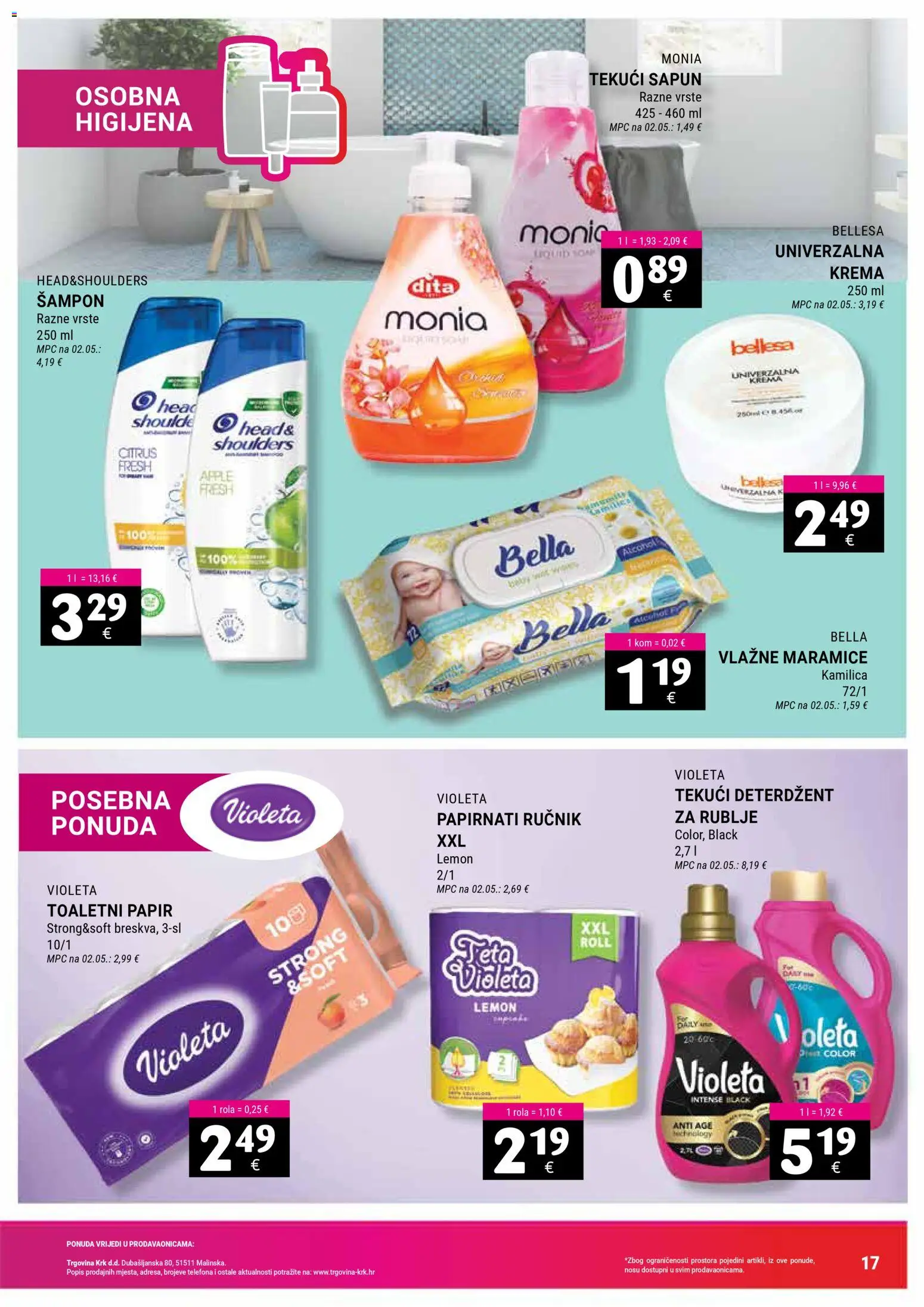Trgovina Krk katalog | vrijedi od 16.01.2026 | Stranica: 17 | Proizvodi: Sapun, Krema, Toaletni papir, Pan