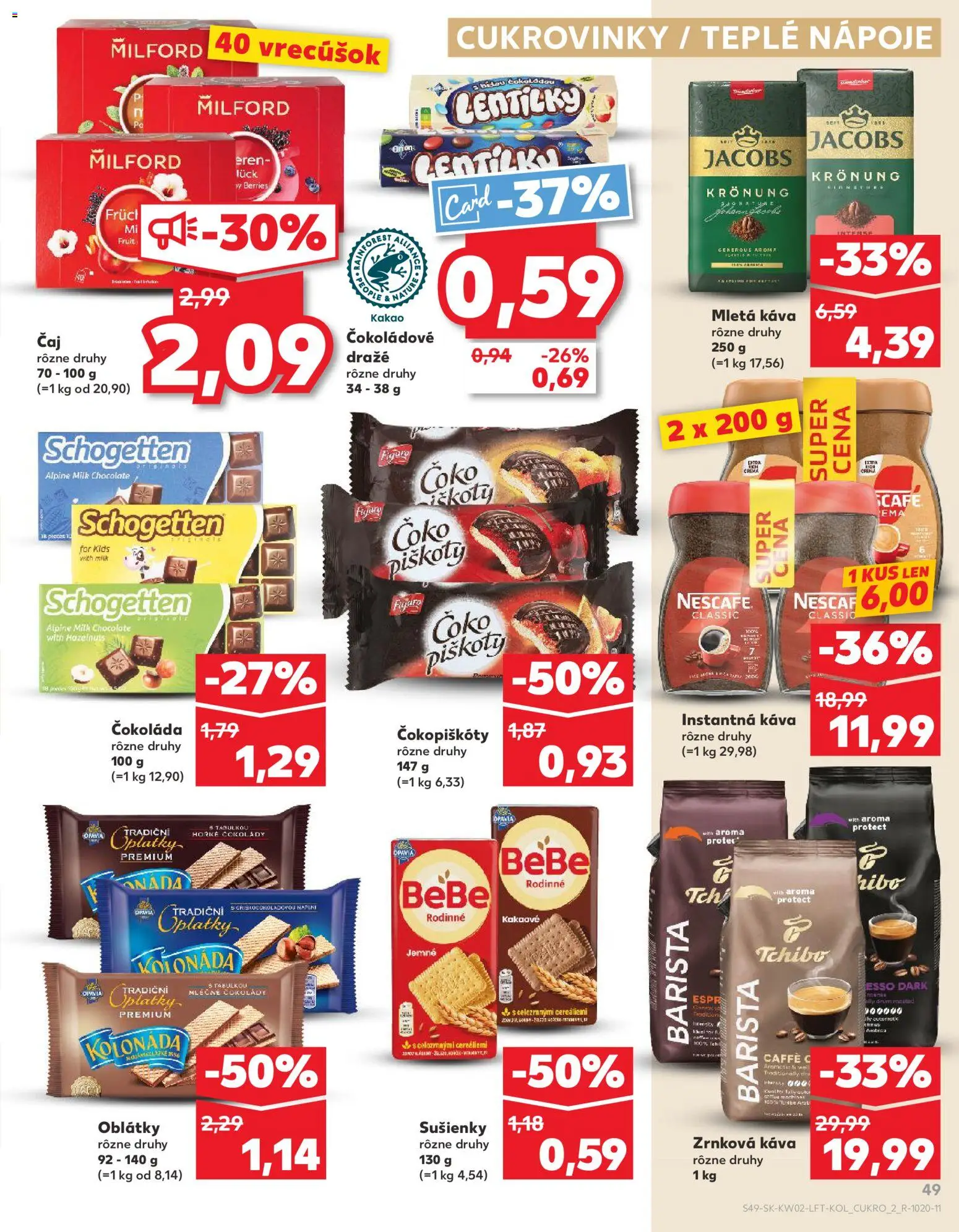 Nové Kaufland akcie – leták je platný od 08.01.2026 | Strana: 49 | Produkty: Káva, Barista, Čaj, Čokoláda
