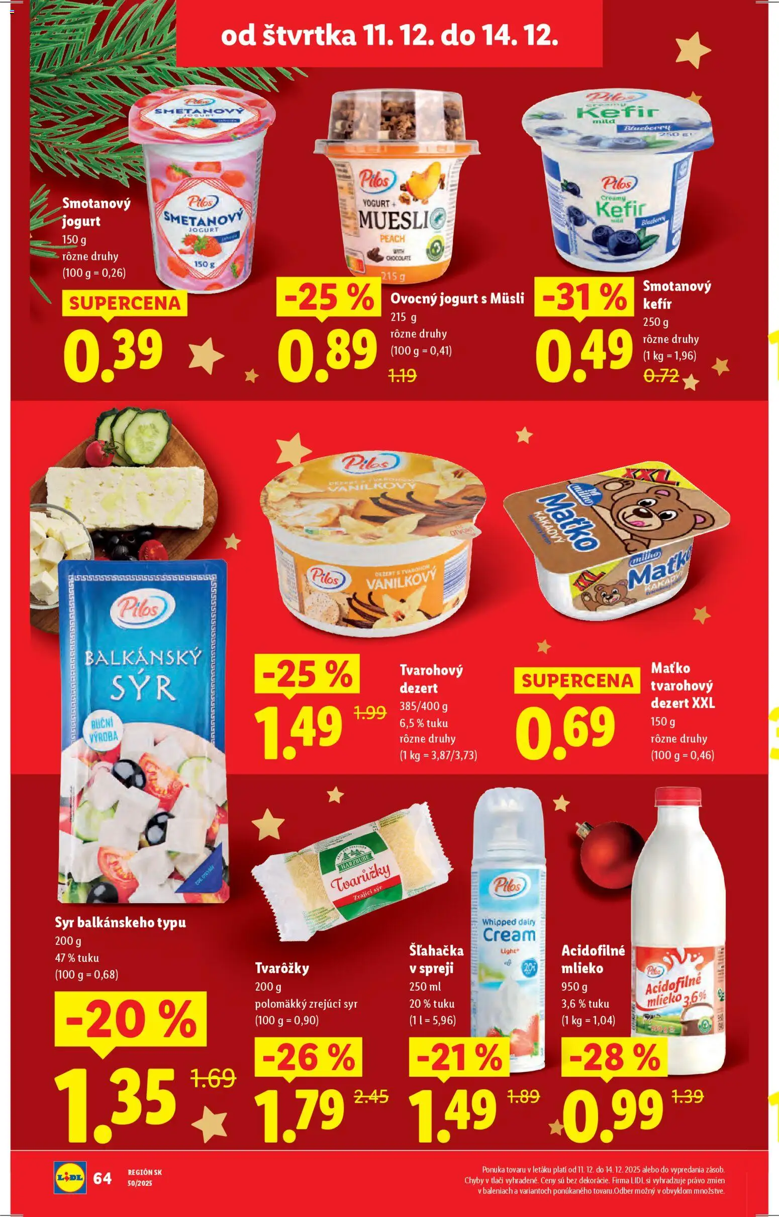 Nové Lidl akcie – leták je platný od 08.12.2025 | Strana: 77 | Produkty: Mlieko, Syr, Jogurt, Šľahačka