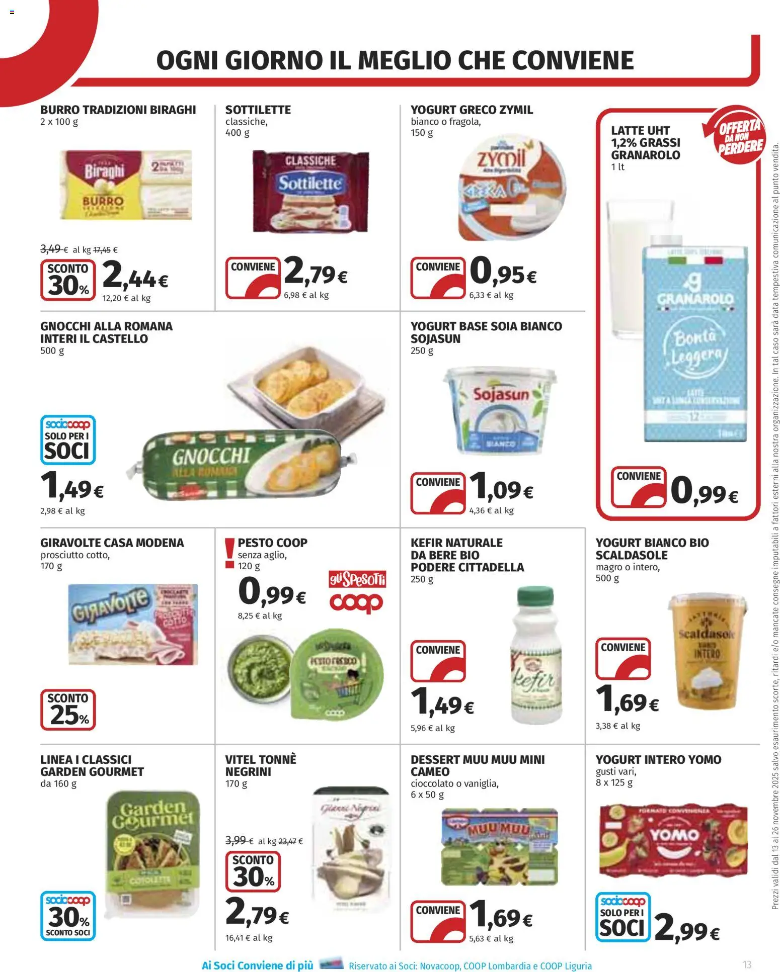 Volantino COOP del 13.11.2025 | Pagina: 13 | Prodotti: Yogurt, Latte, Data, Gnocchi