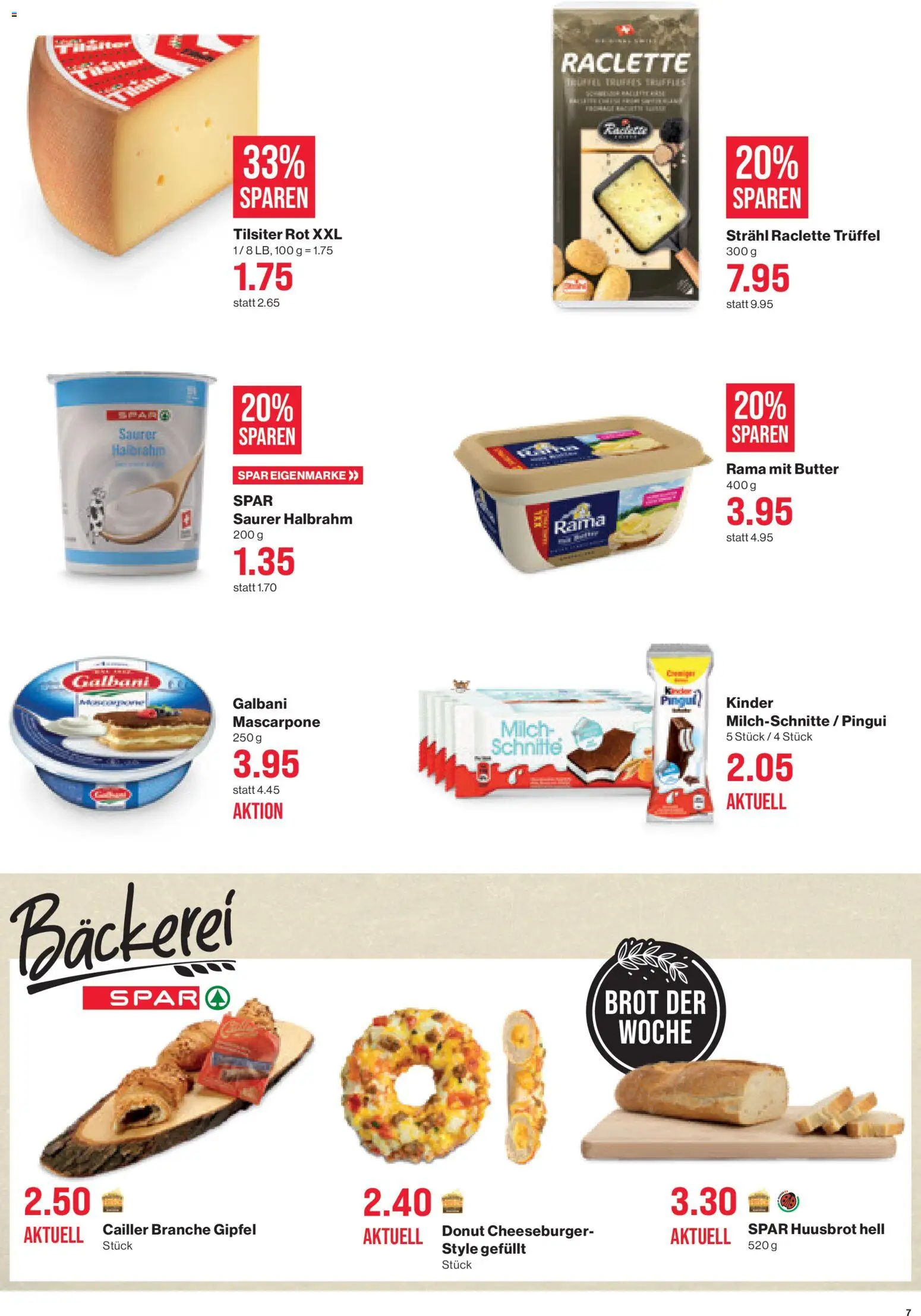 SPAR Aktionen – gültig ab 06.11.2025 | Seite: 7 | Produkte: Mascarpone, Brot, Saurer Halbrahm, Raclette