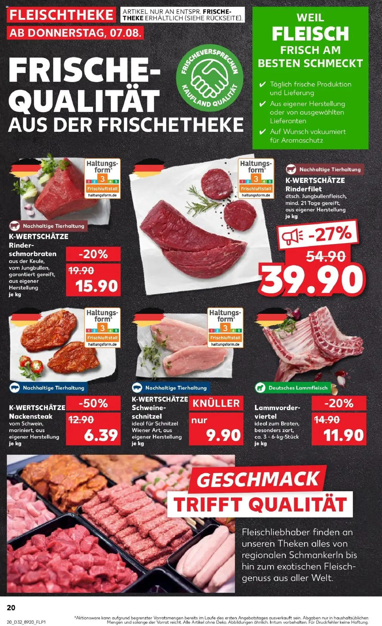 Kaufland prospekt Dessau-Roßlau	 - gültig ab dem 07.08.2025 | Seite: 20 | Produkte: Theke, Rinderfilet, Schnitzel, Fleisch