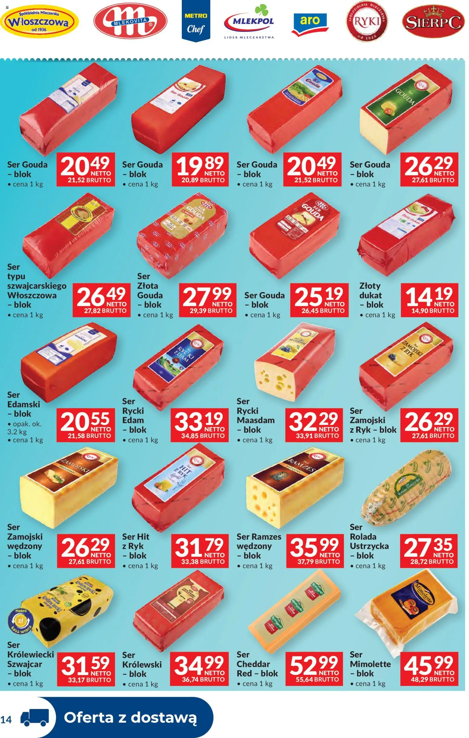 Makro gazetka - Dystrybucja do sklepów od 28.04.2026 | Strona: 14 | Produkty: Rolada, Ser, Cheddar, Ser gouda