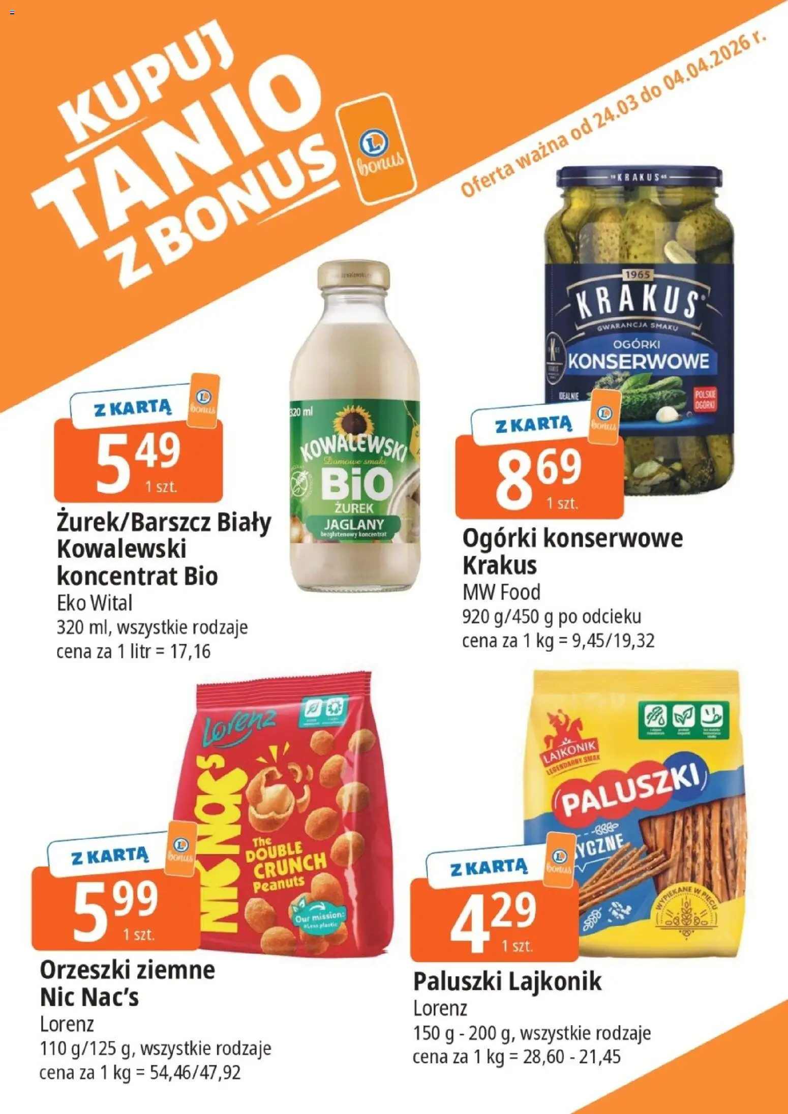 E.Leclerc gazetka - Kupony dodatkowe od 24.03.2026 | Strona: 13 | Produkty: Karta, Paluszki, Orzeszki ziemne, Ogórki konserwowe
