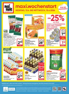 Maximarkt Flugblatt ab 09.04.2026 gültig | Seite: 24 | Produkte: Wasser, Obst, Milch, Schweinefleisch