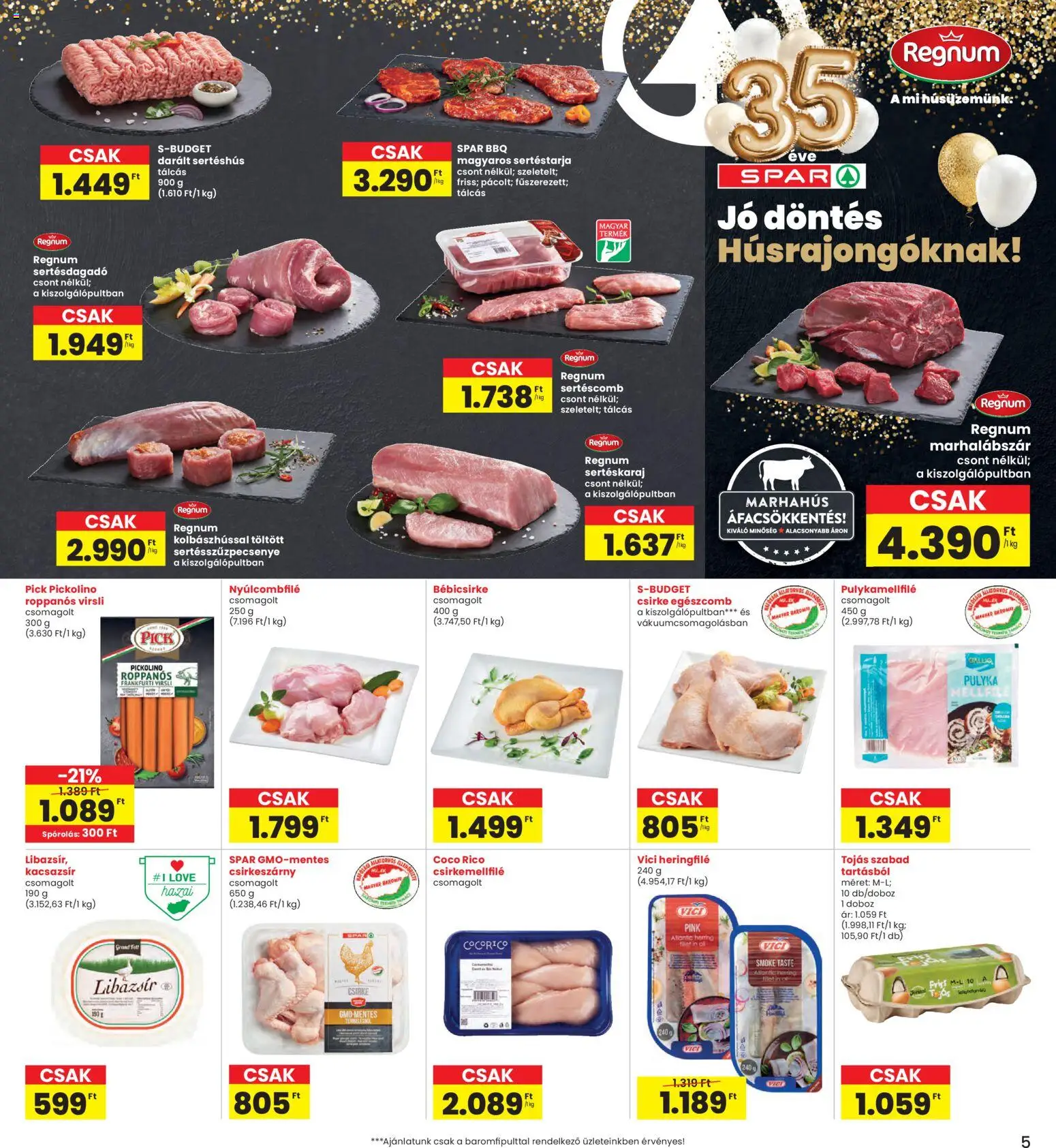 Interspar akciós ujság - amely érvényes a következő dátumtól: 12.03.2026 | Oldal: 5 | Termékek: Sertéskaraj, Pulykamellfilé, Sertéshús, Marhahús