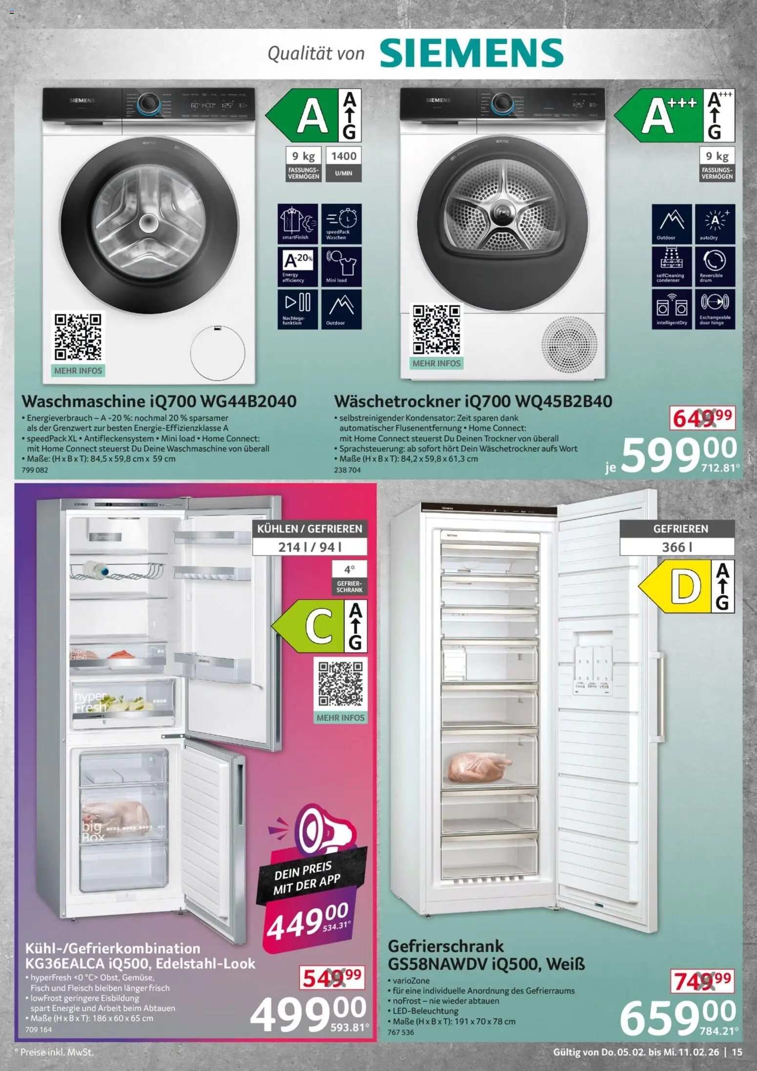 Selgros Non Food – gültig ab 05.02.2026 | Seite: 15 | Produkte: Gefrierschrank, Trockner, Schrank, Fleisch