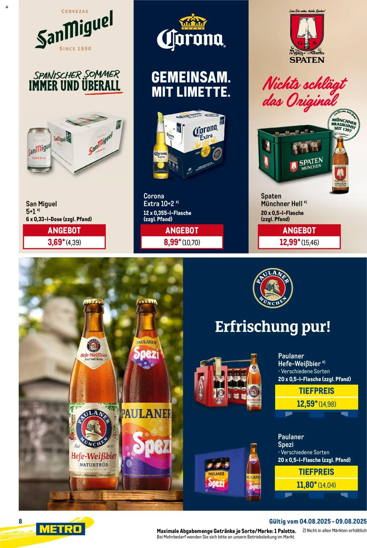 Metro Starke Marken - gültig ab dem 04.08.2025 | Seite: 8 | Produkte: Paulaner spezi, Paulaner
